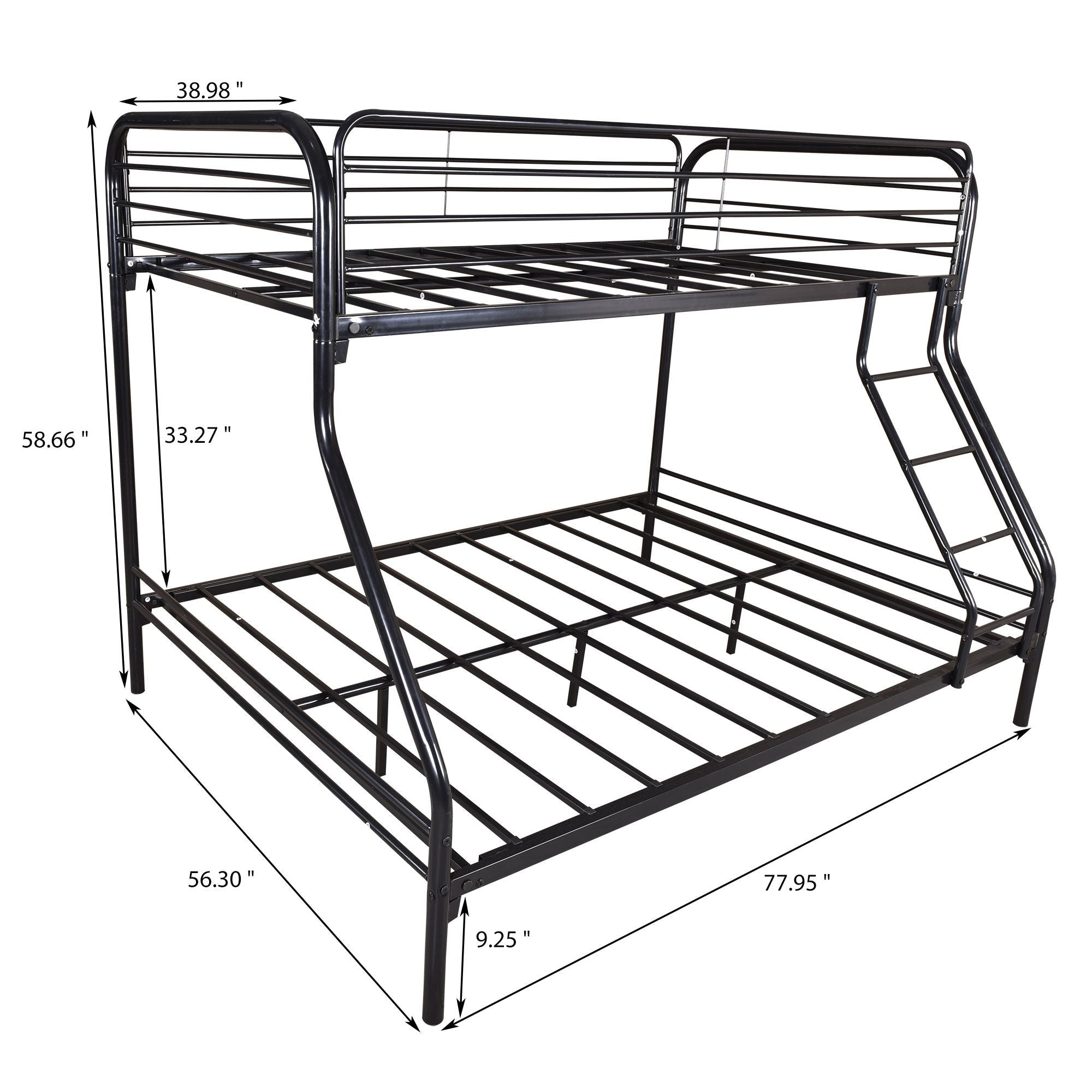 Space-Saving Twin Over Full Metal Bunk Bed with Enhanced Guardrail and Easy Assembly, Black | Just Better Bunk Beds