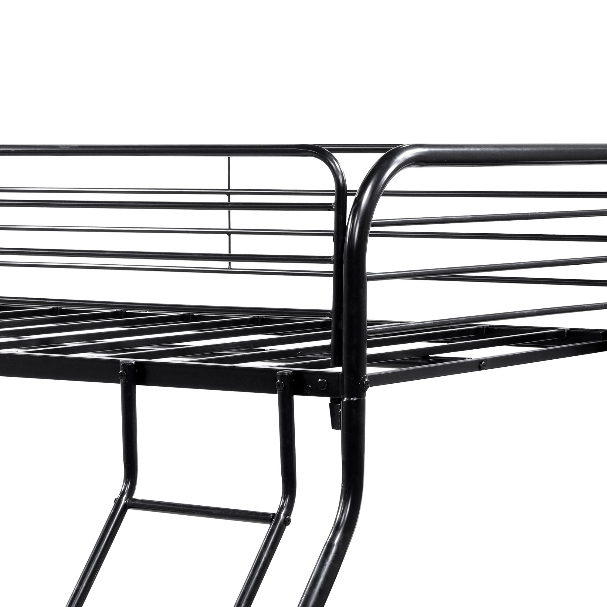 Space-Saving Twin Over Full Metal Bunk Bed with Enhanced Guardrail and Easy Assembly, Black | Just Better Bunk Beds
