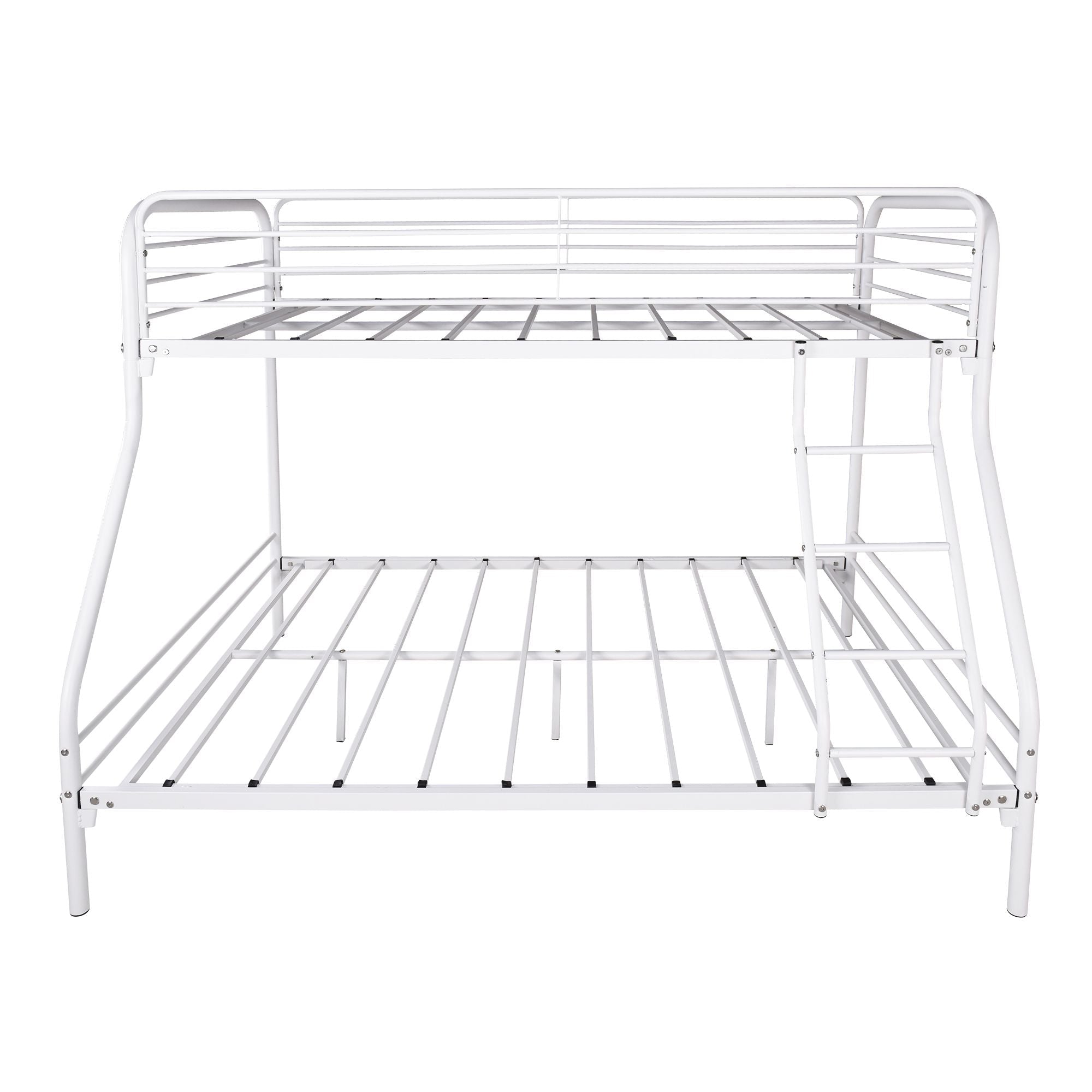 Space-Saving Twin Over Full Metal Bunk Bed with Enhanced Guardrail, White | Just Better Bunk Beds