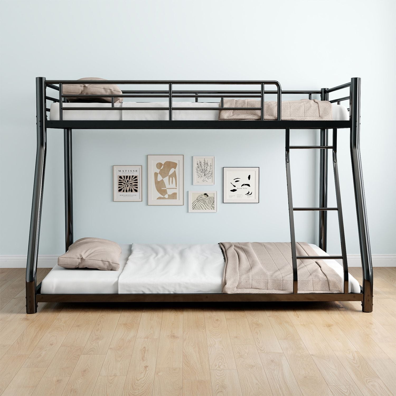Twin Over Full Metal Bunk Bed with Guardrails and Ladder | Just Better Bunk Beds