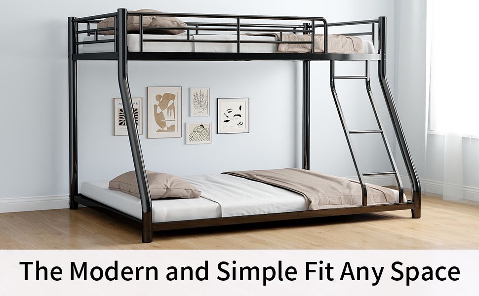 Twin Over Full Metal Bunk Bed with Guardrails and Ladder | Just Better Bunk Beds