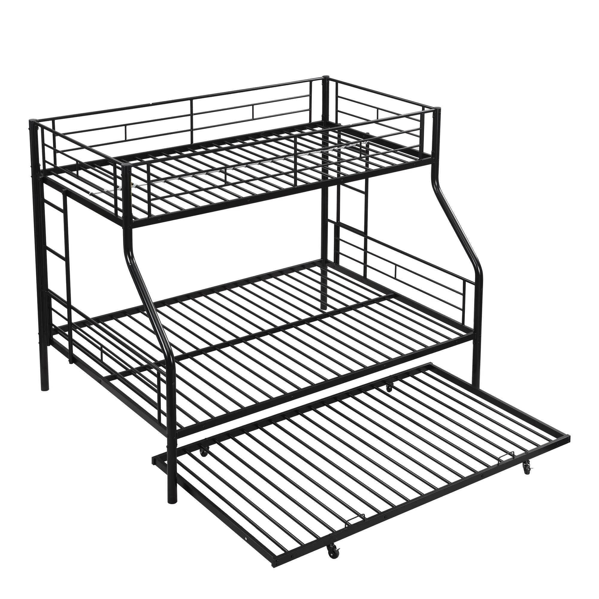 Space-Saving Twin Over Full Metal Bunk Bed with Trundle No Box Spring Needed Easy Assembly | Just Better Bunk Beds