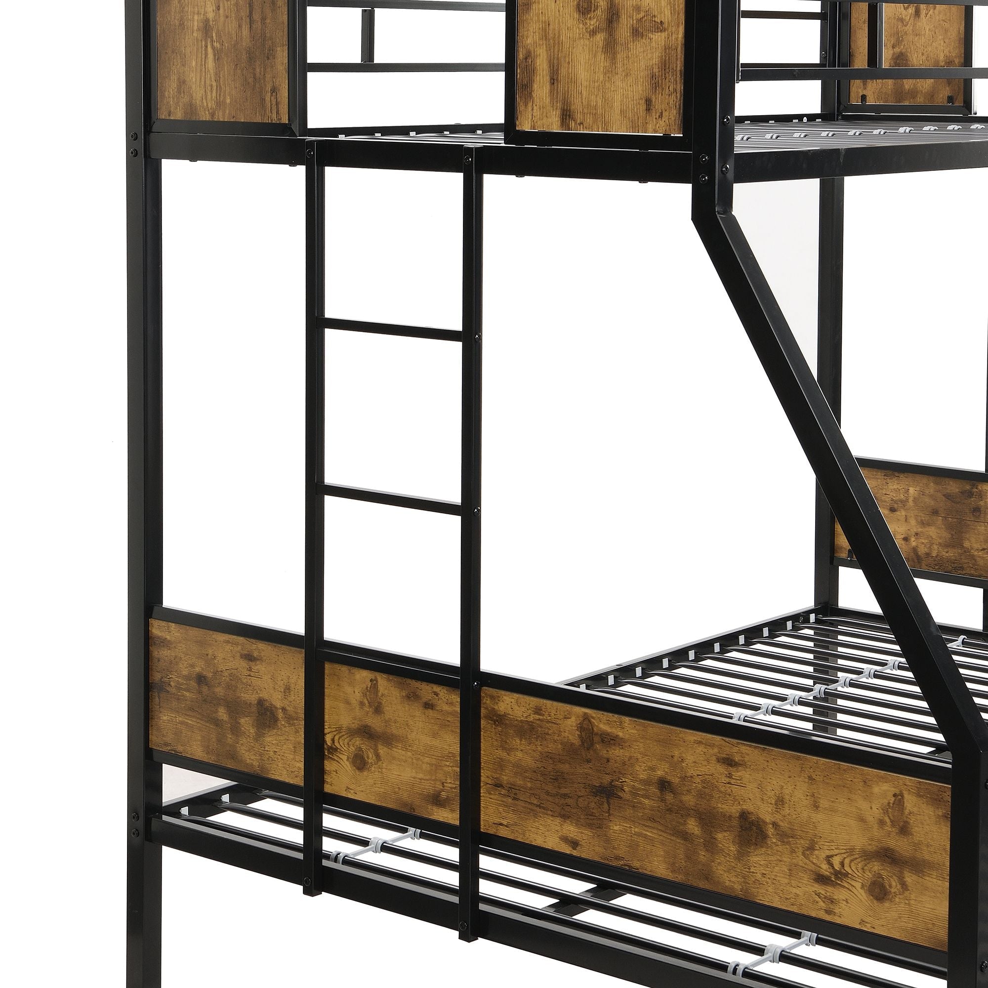 Space-Saving Twin Over Full Metal Bunk Bed with Trundle, Side Ladder, Full Guardrails, Large Storage | Just Better Bunk Beds