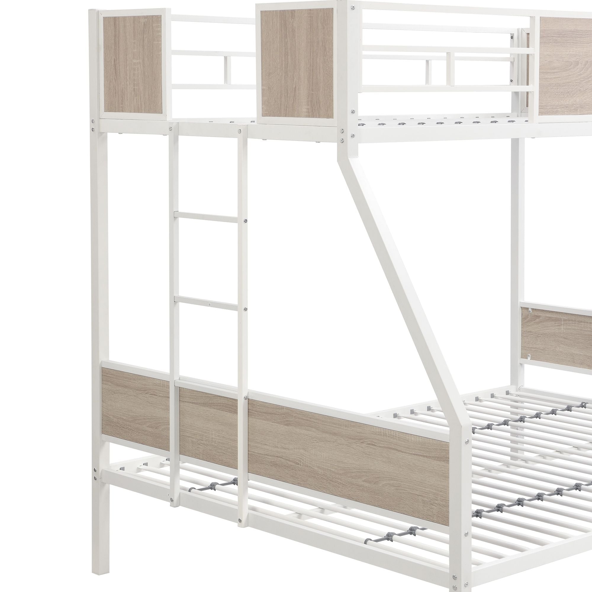 Space-Saving Twin Over Full Metal Bunk Bed with Trundle, Side Ladder, Full Guardrails, Large Storage | Just Better Bunk Beds