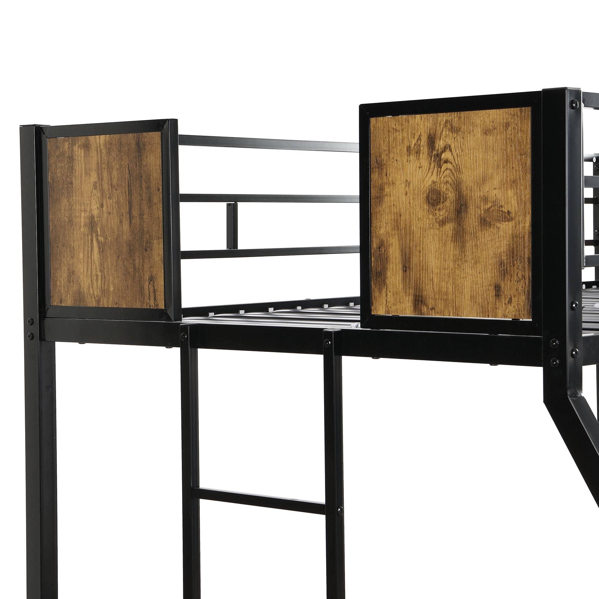 Space-Saving Twin Over Full Metal Bunk Bed with Trundle, Side Ladder, Full Guardrails, Large Storage | Just Better Bunk Beds