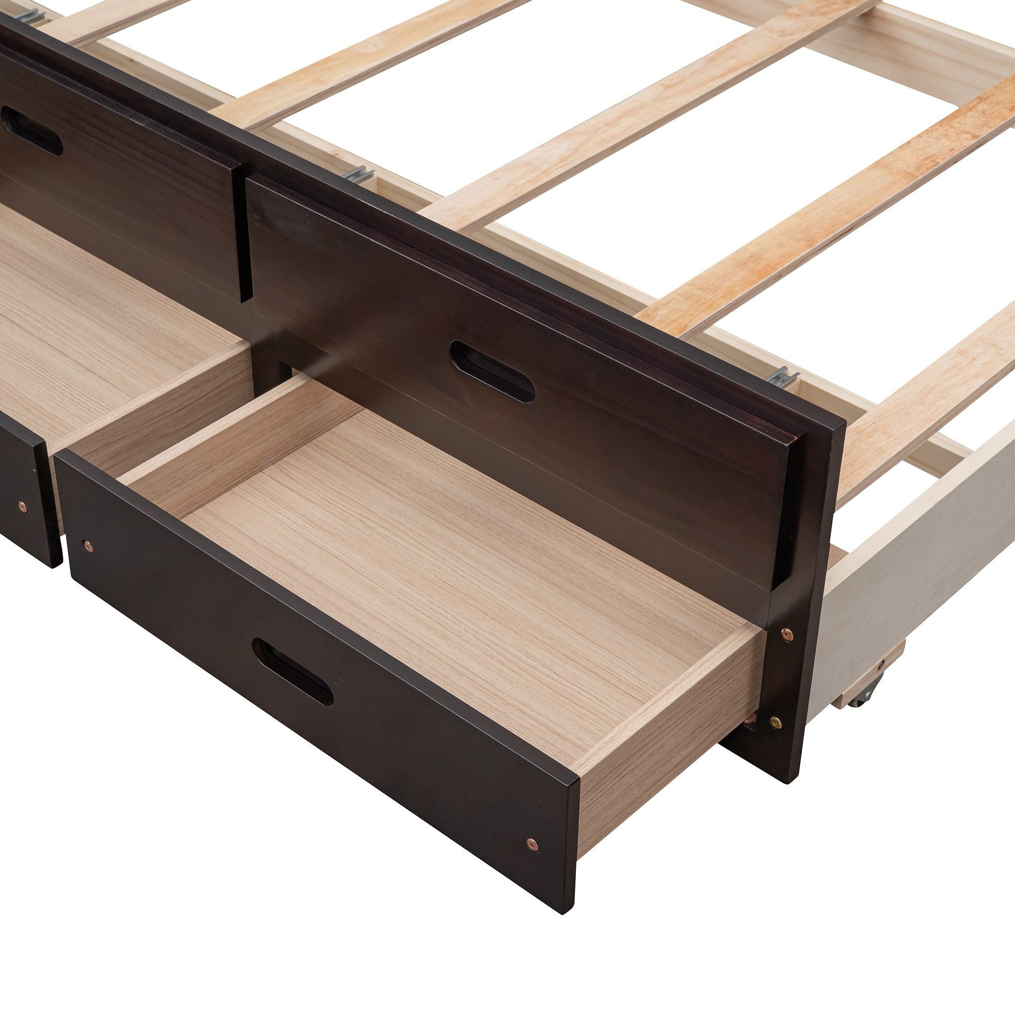 Space-Saving Twin Over Full Wood Bunk Bed with Trundle and 3 Drawers, White | Just Better Bunk Beds