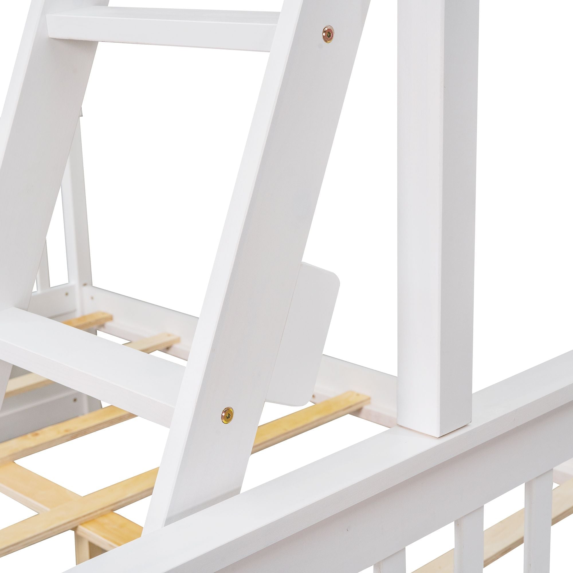 Space-Saving Twin Over Full Wood Bunk Bed with Two Storage Drawers and Ladders, Multiple Colors | Just Better Bunk Beds