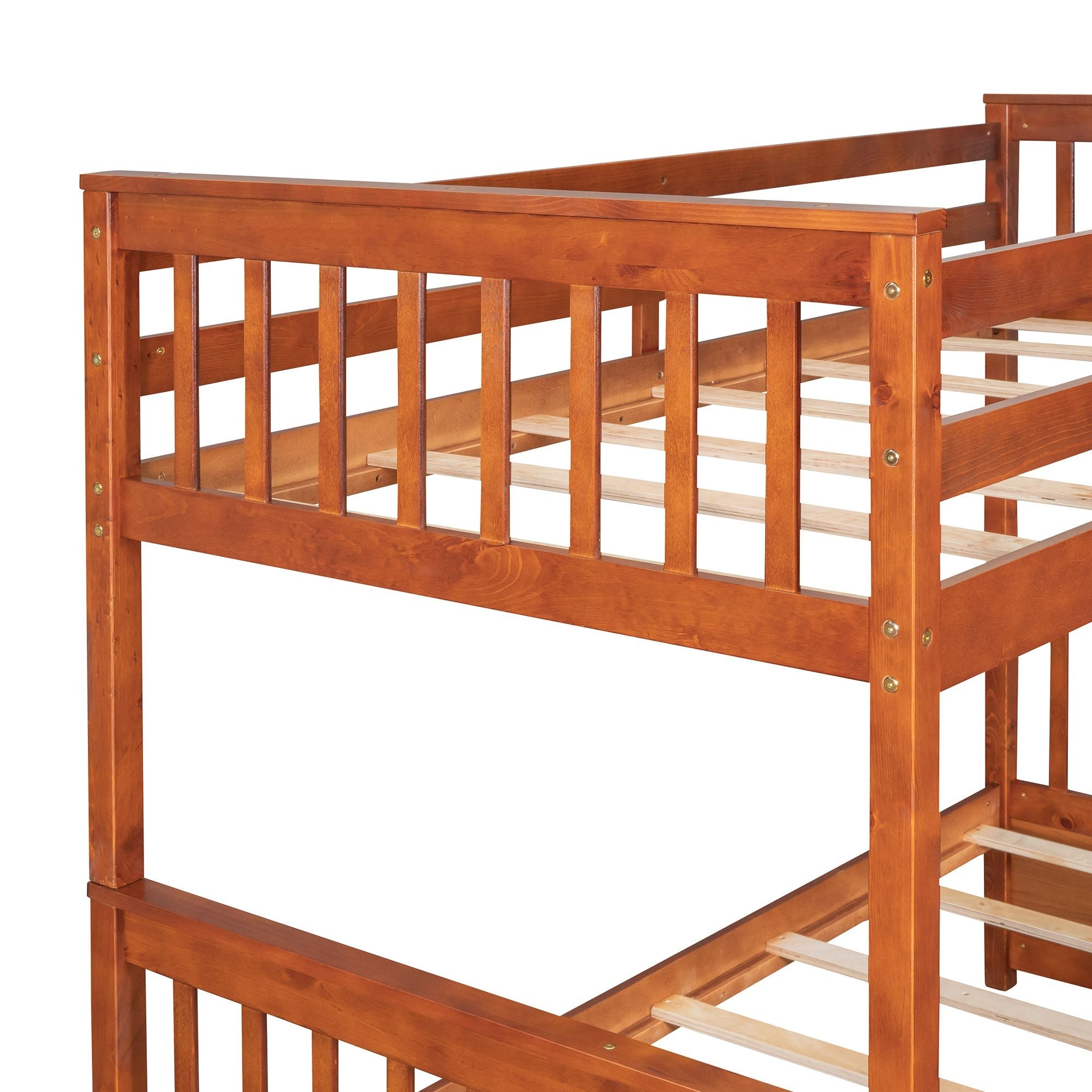 Space-Saving Twin Over Full Wood Bunk Bed with Two Storage Drawers and Ladders, Multiple Colors | Just Better Bunk Beds