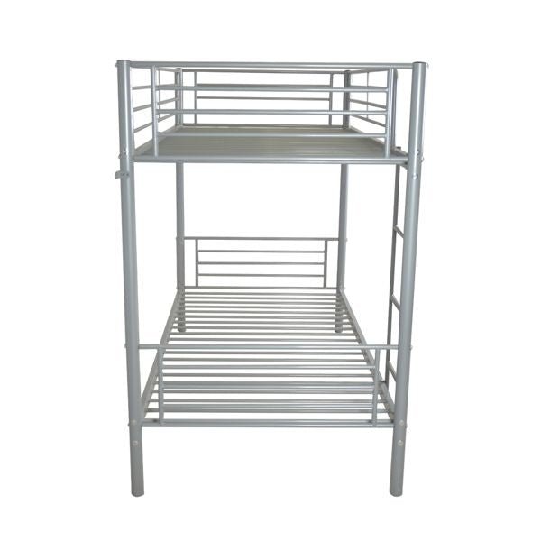 Space-Saving Twin Over Twin Gray Iron Bunk Bed with Ladder for Kids | Just Better Bunk Beds