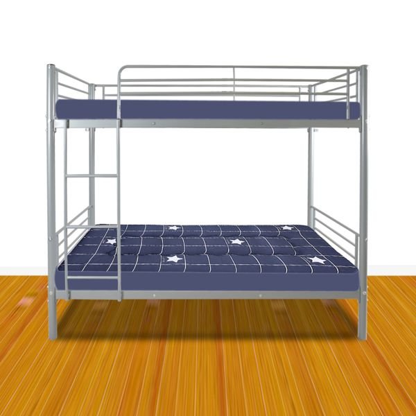 Space-Saving Twin Over Twin Gray Iron Bunk Bed with Ladder for Kids | Just Better Bunk Beds