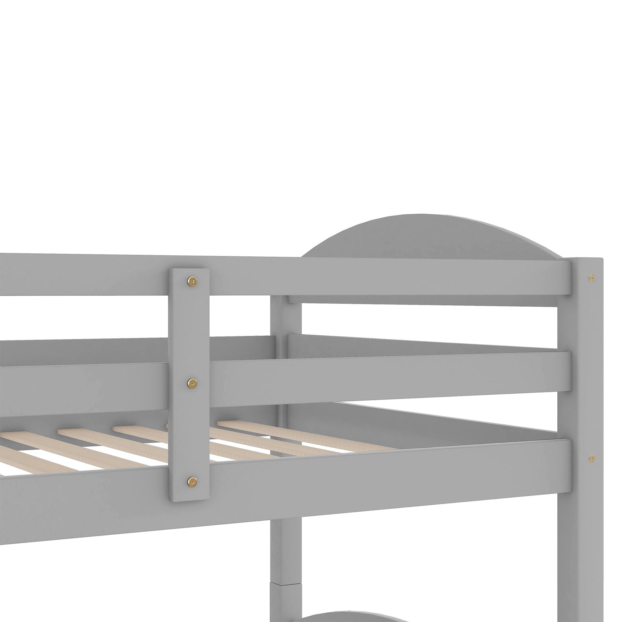 Space-Saving Twin-Over-Twin L-Shaped Wood Bunk Bed with Trundle and Gray Finish | Just Better Bunk Beds