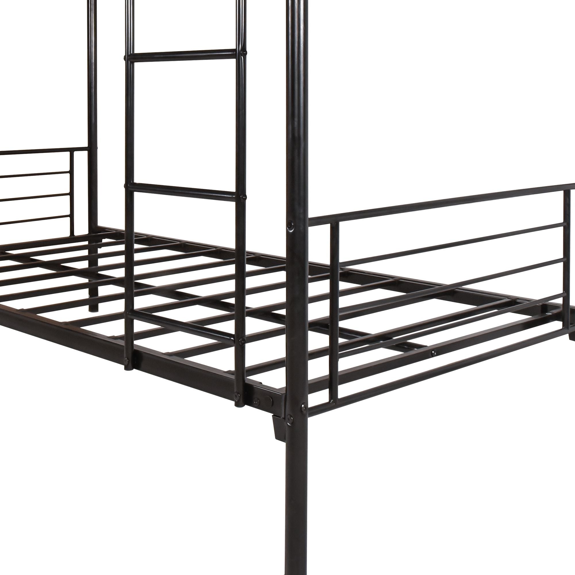Space-Saving Twin over Twin Metal Bunk Bed with Ladder, Durable Iron Frame Black | Just Better Bunk Beds