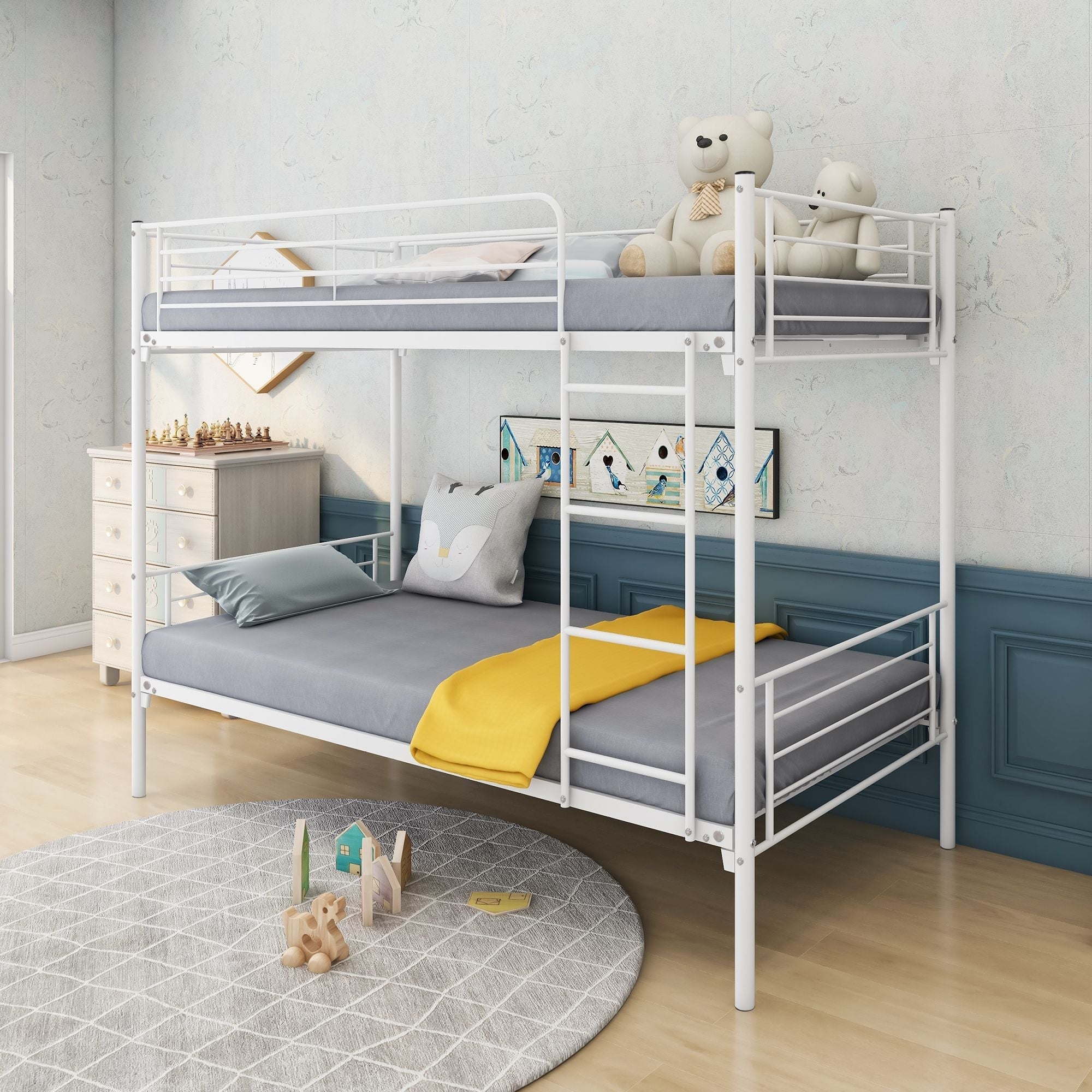 Twin Over Twin Metal Bunk Bed for Kids, ASTM Certified with Guardrails | Just Better Bunk Beds