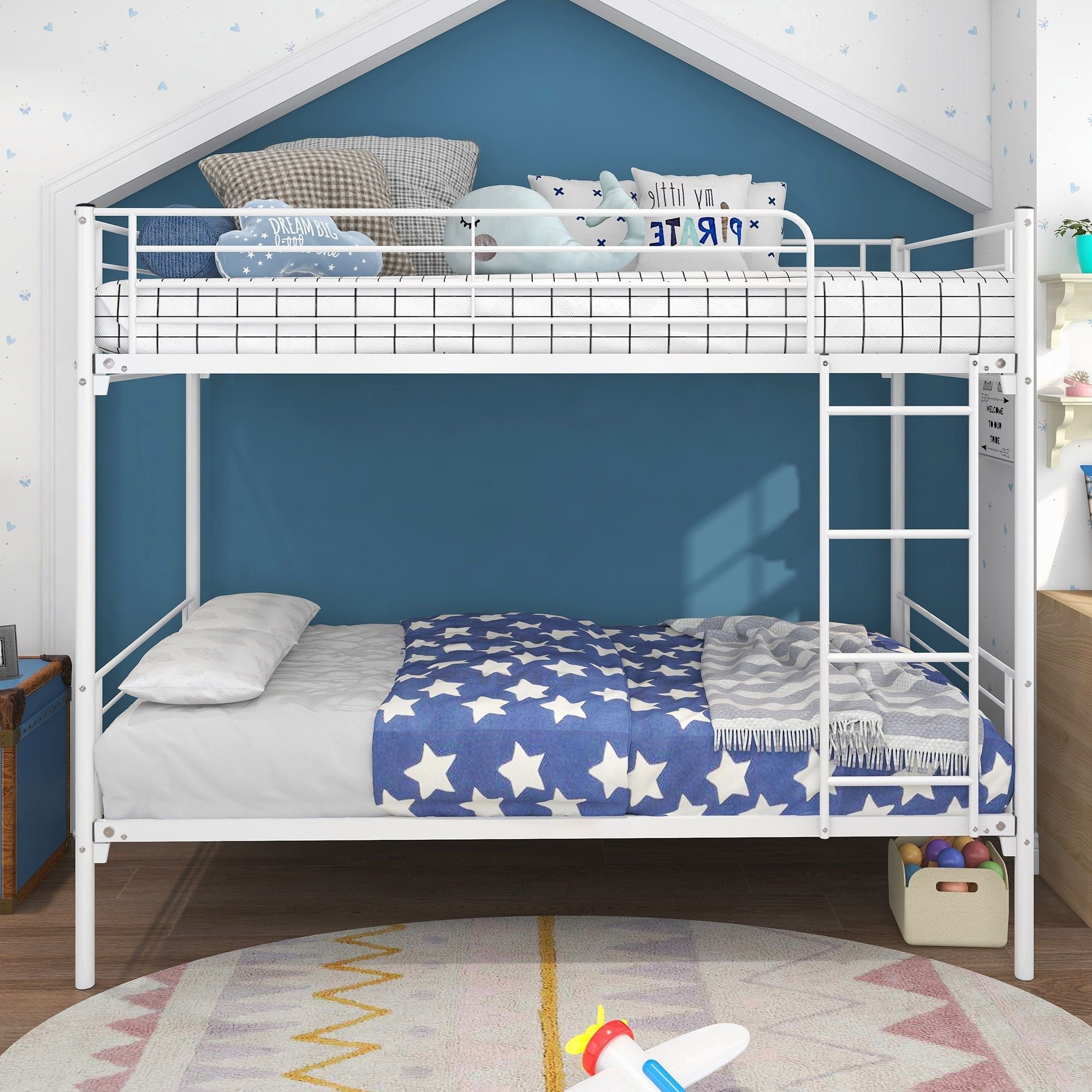 Twin Over Twin Metal Bunk Bed for Kids, ASTM Certified with Guardrails | Just Better Bunk Beds