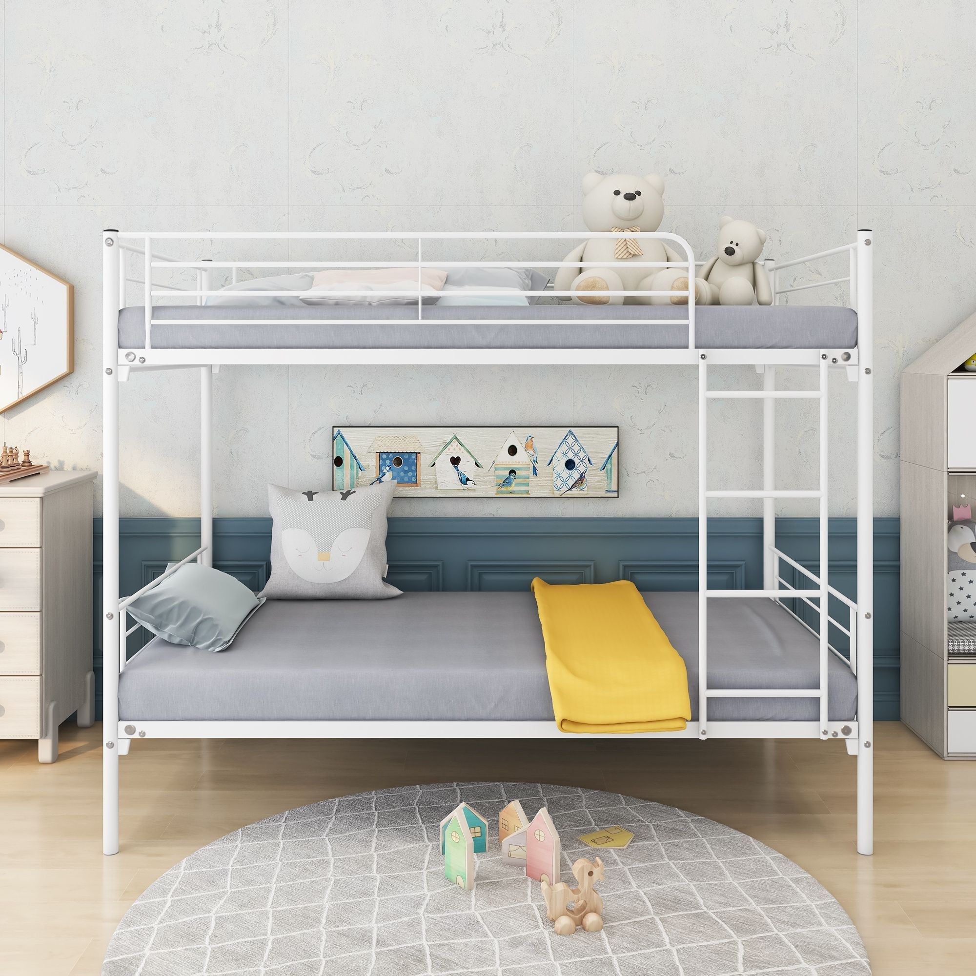 Twin Over Twin Metal Bunk Bed for Kids, ASTM Certified with Guardrails | Just Better Bunk Beds