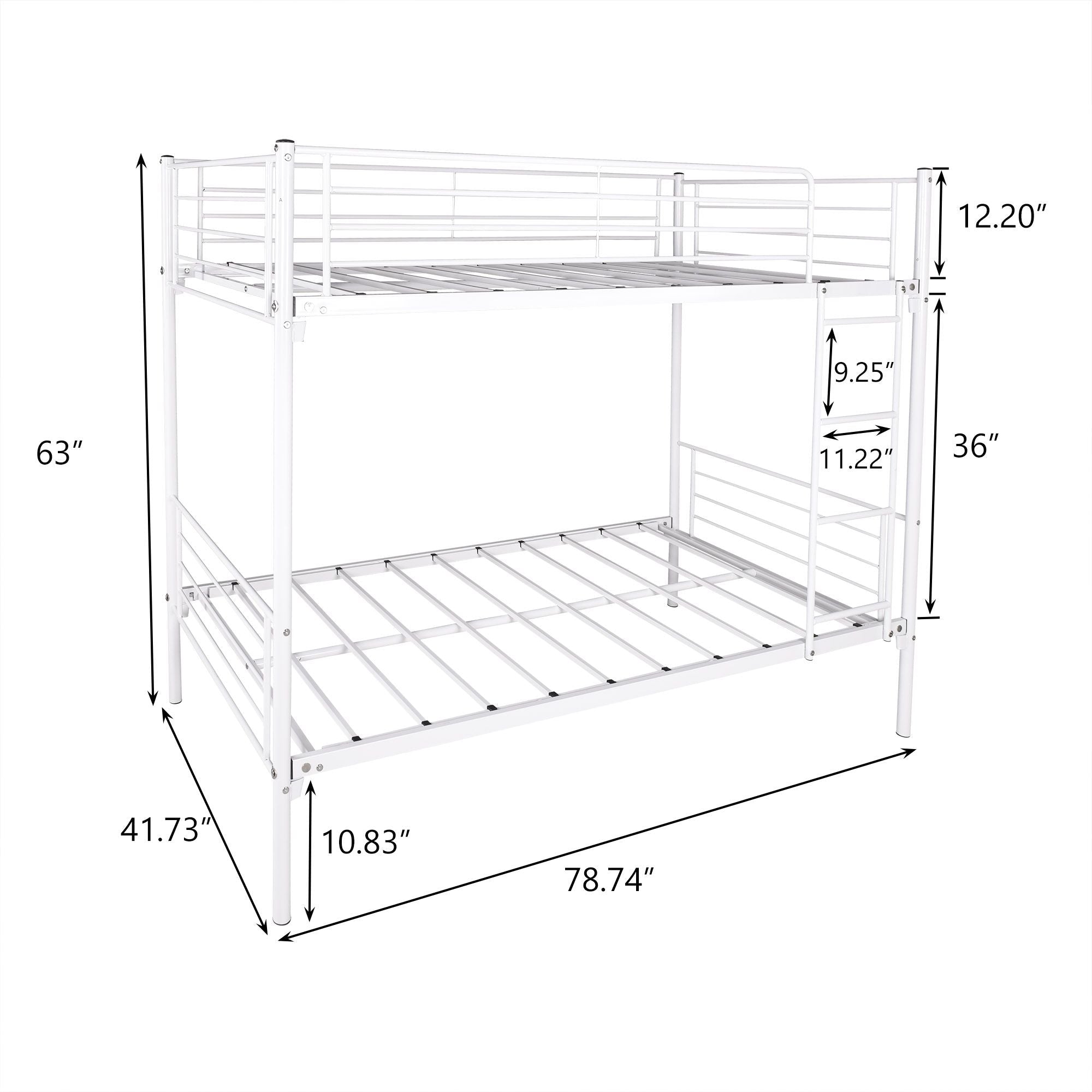 Twin Over Twin Metal Bunk Bed for Kids, ASTM Certified with Guardrails | Just Better Bunk Beds