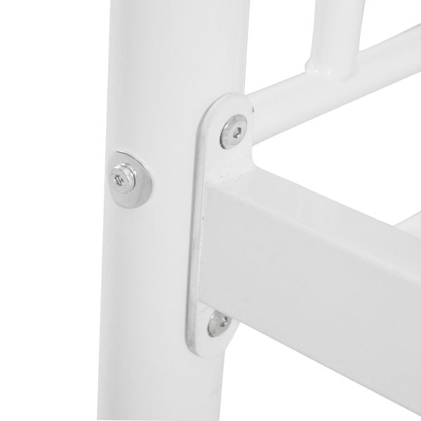 Space-Saving Twin Over Twin White Metal Bunk Bed with Integrated Ladder and Sturdy Iron Frame | Just Better Bunk Beds