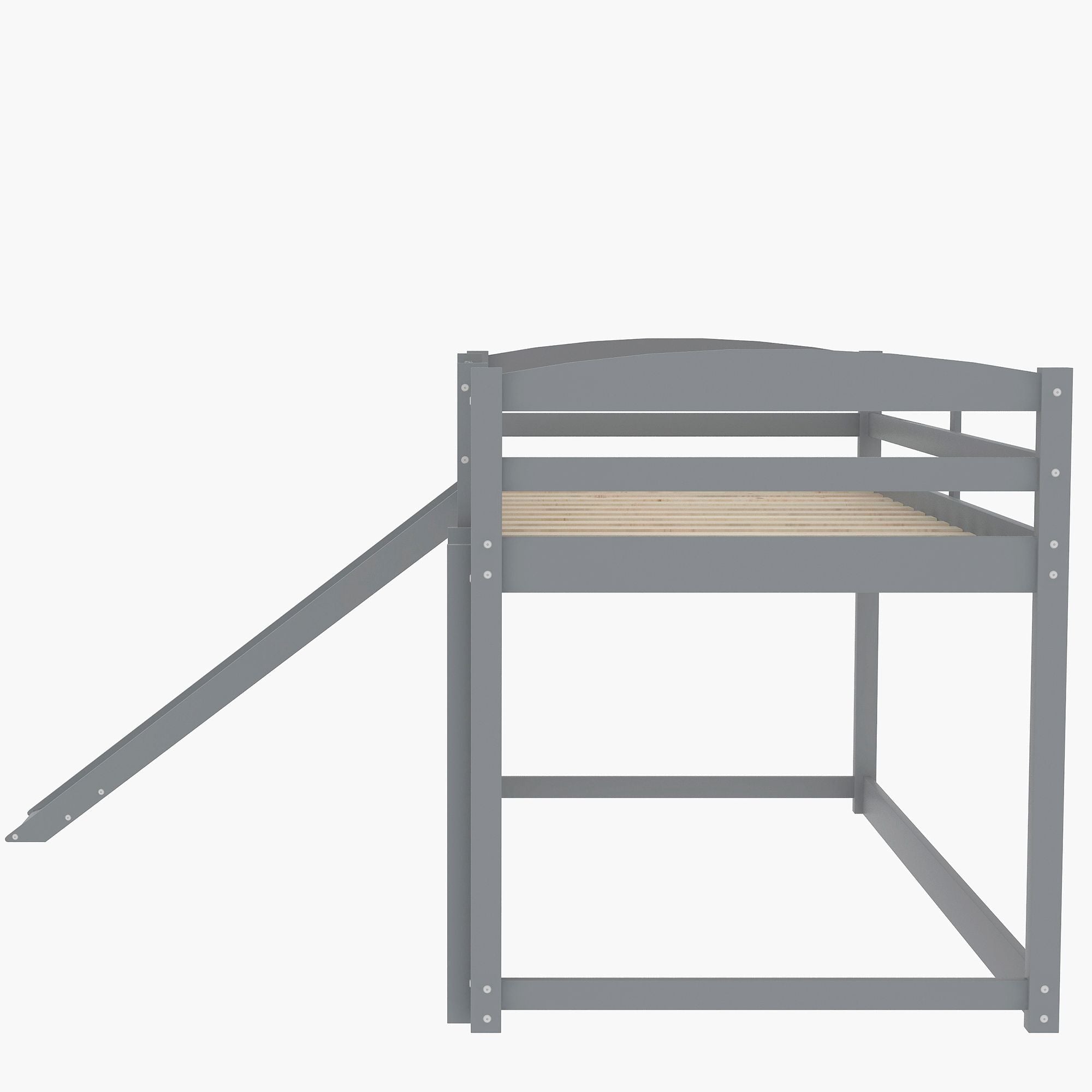 Space-Saving Twin Over Twin Wood Bunk Bed with Convertible Slide and Ladder in Gray | Just Better Bunk Beds