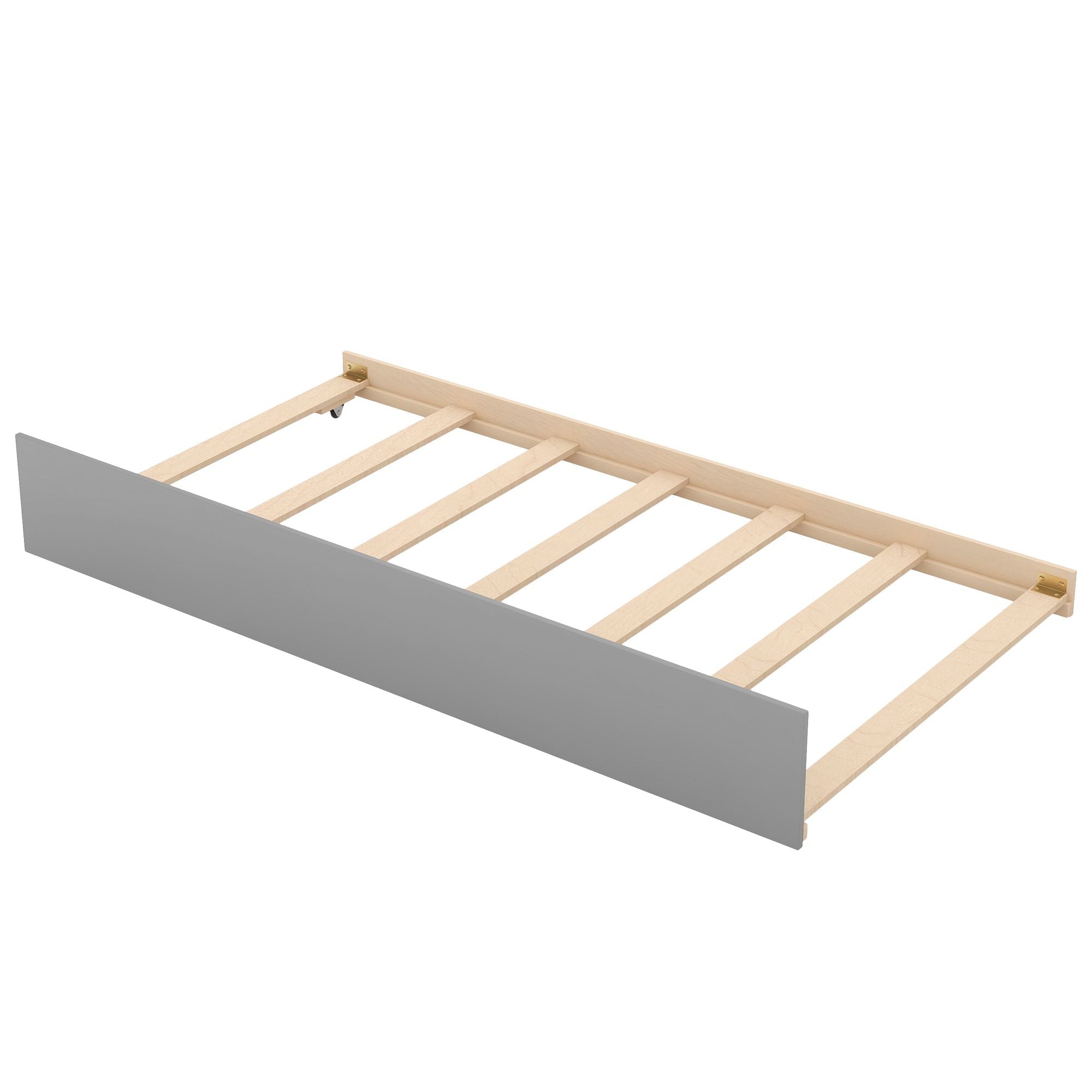 Space-Saving Twin Over Twin Wood Bunk Bed with Trundle and Storage Drawers, Gray | Just Better Bunk Beds