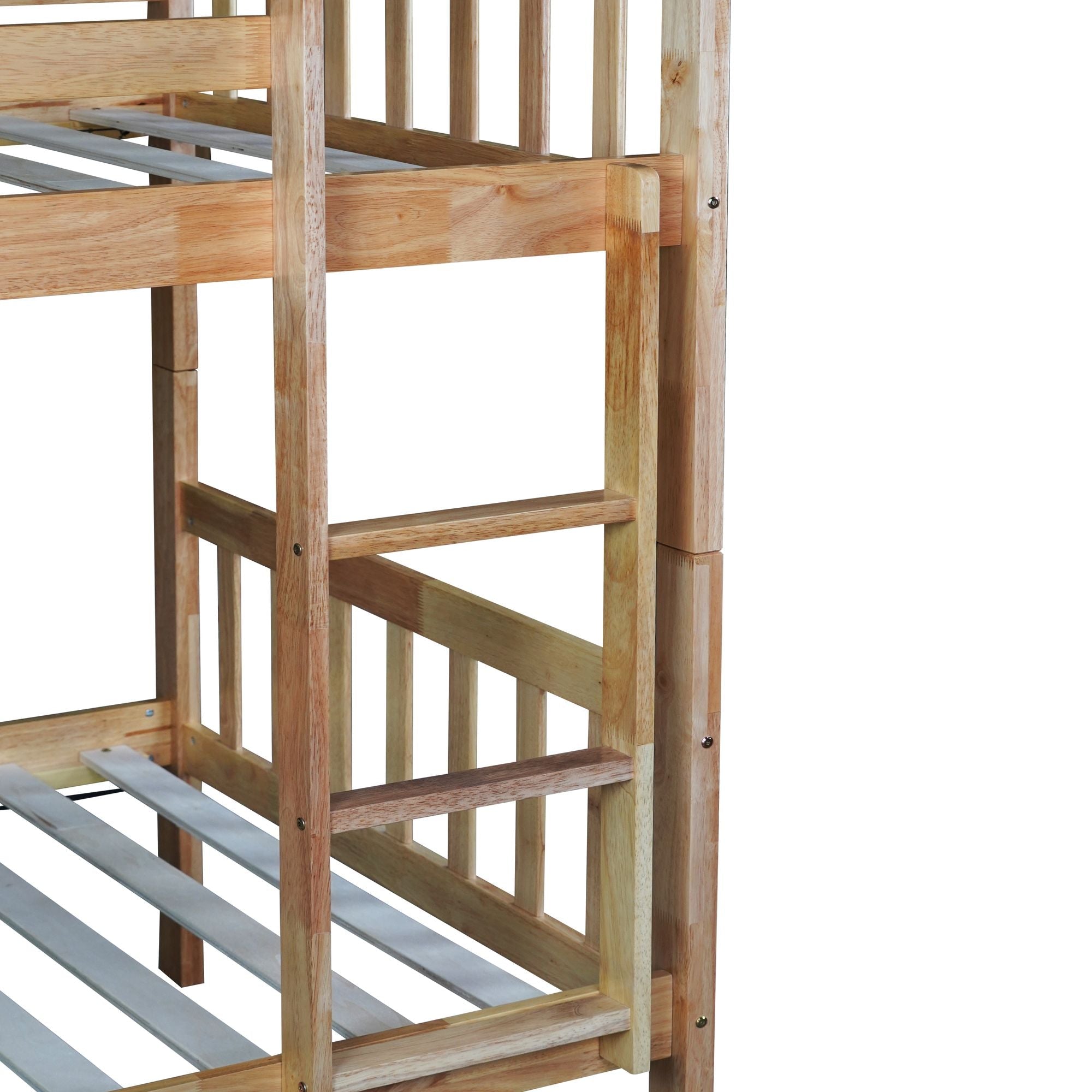Twin Over Twin Bunk Bed with Trundle and Storage Stairs | Just Better Bunk Beds