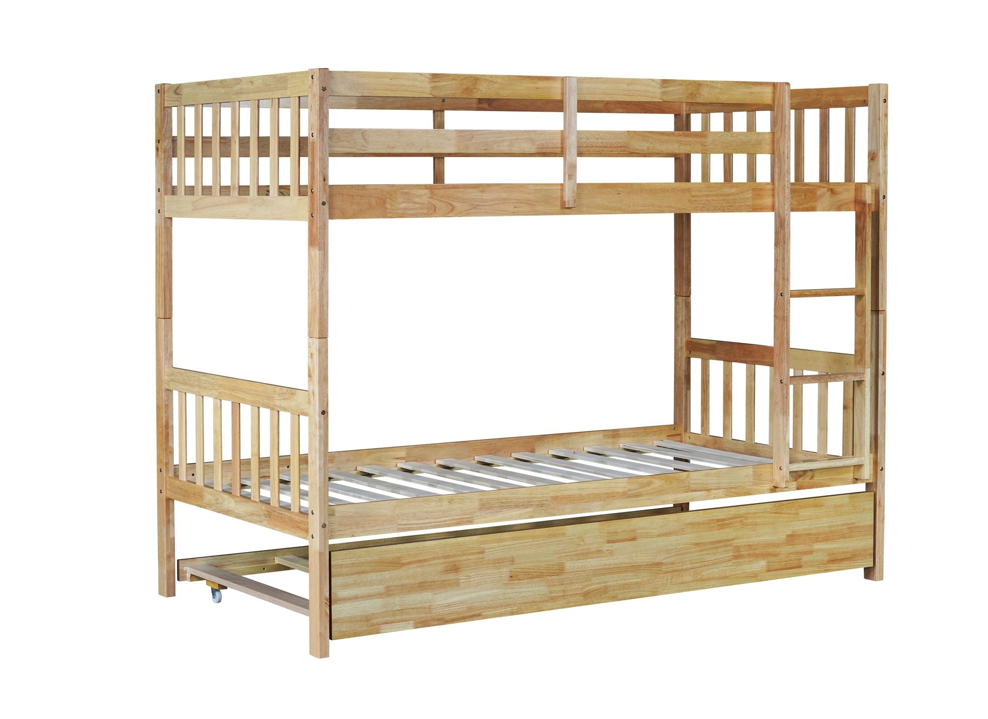 Twin Over Twin Bunk Bed with Trundle and Storage Stairs | Just Better Bunk Beds