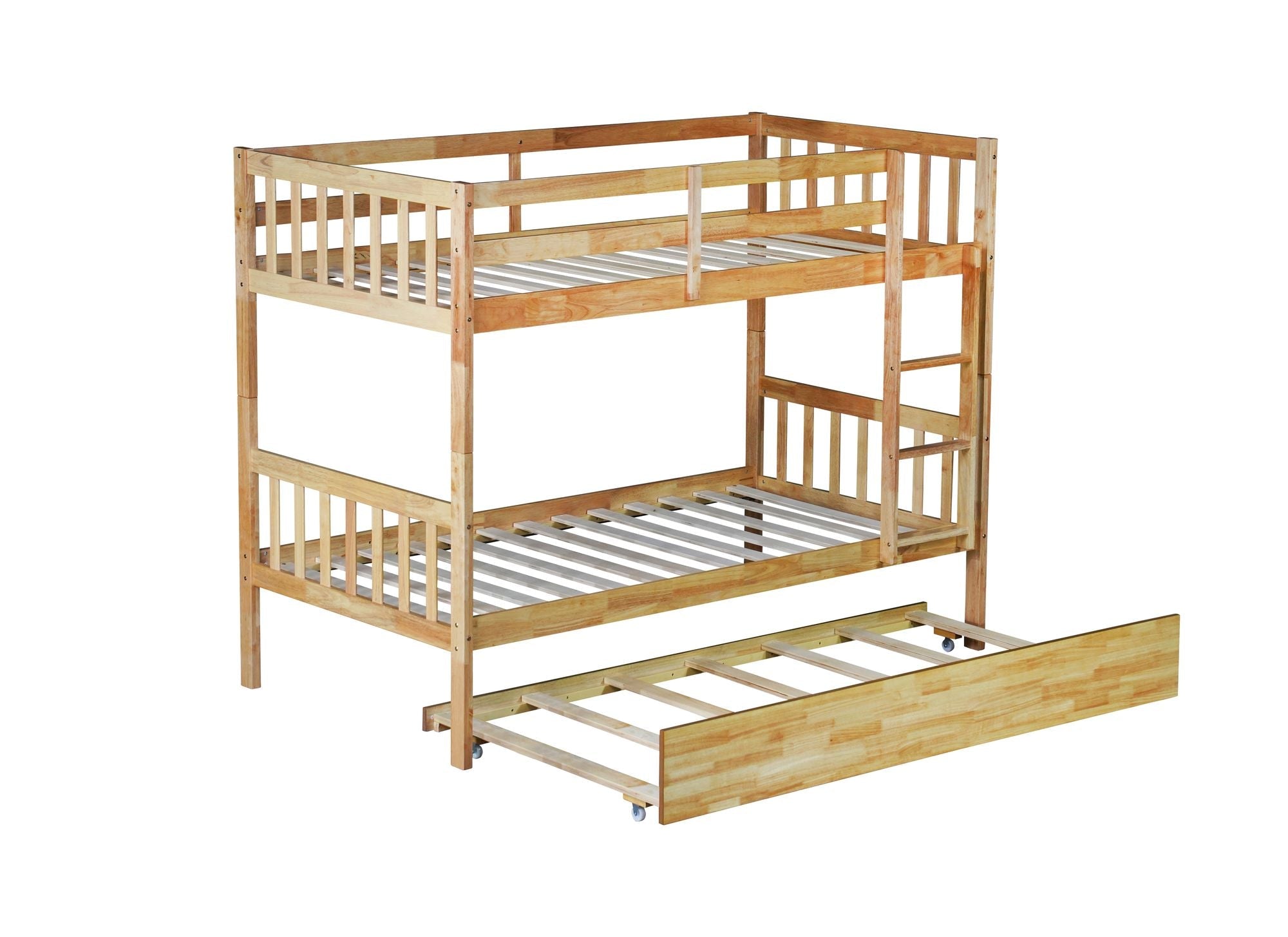 Twin Over Twin Bunk Bed with Trundle and Storage Stairs | Just Better Bunk Beds