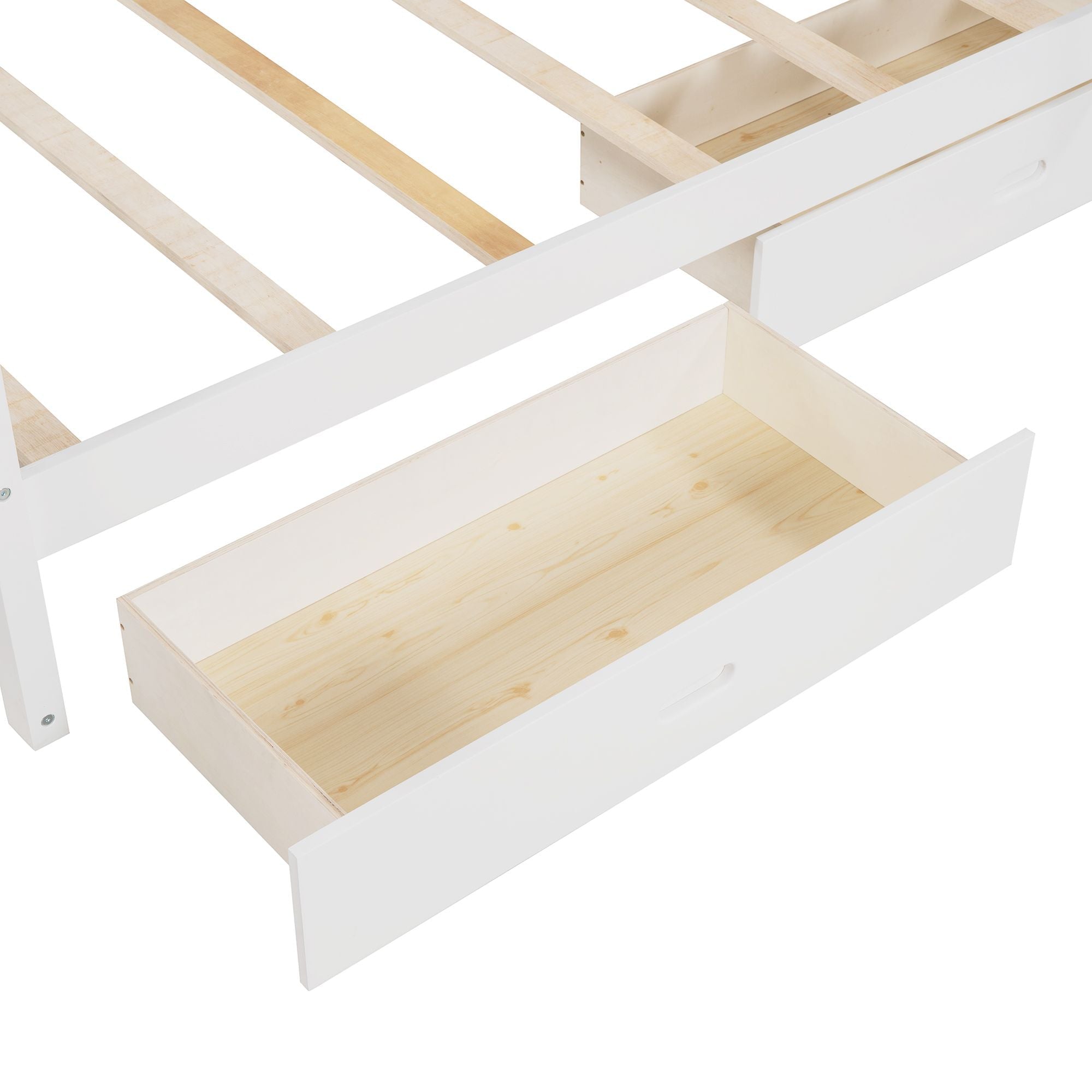 Space-Saving Twin Over Twin Wood Bunk Bed with Two Storage Drawers and Ladders in Multiple Finishes | Just Better Bunk Beds