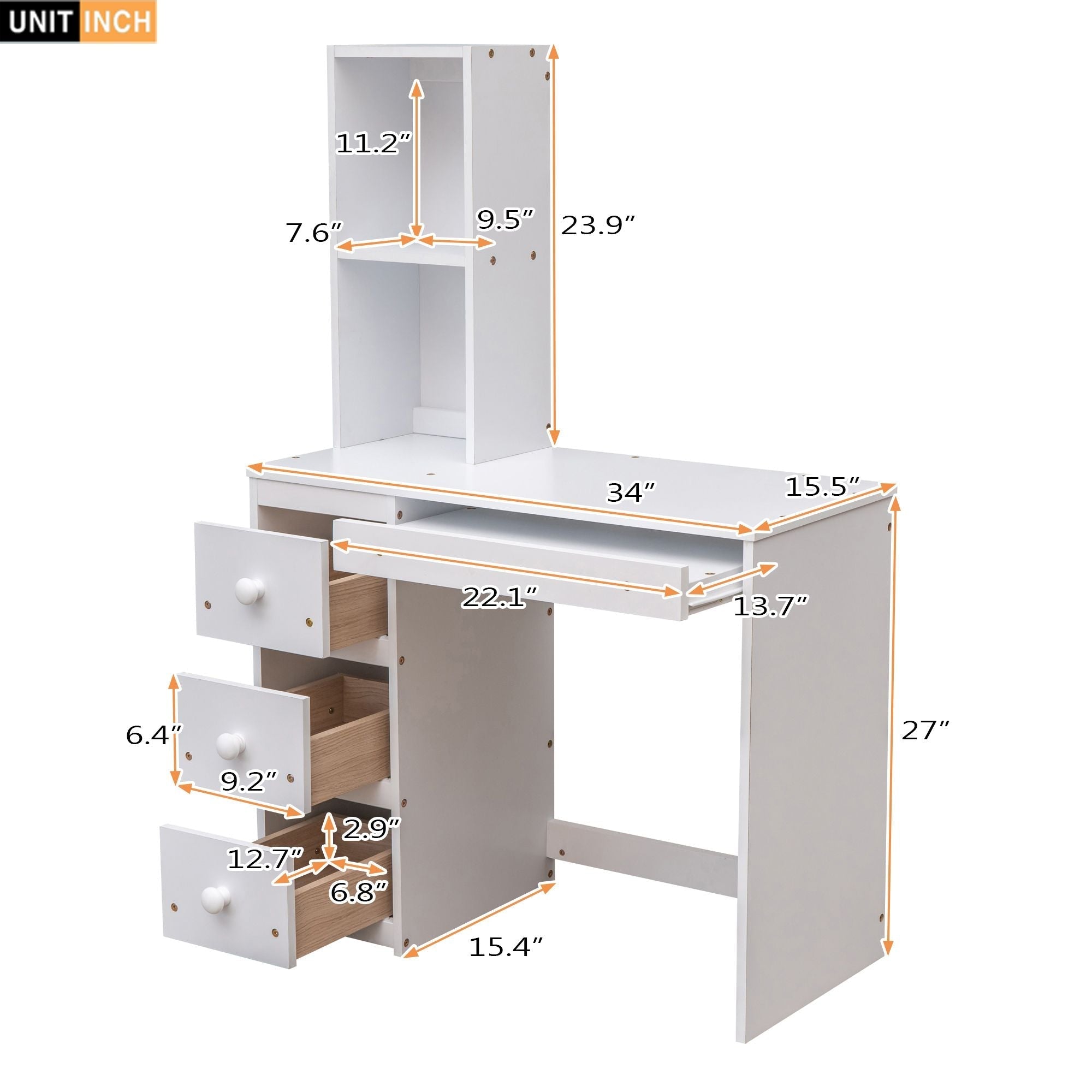 Space-Saving Twin Over Twin Wood Loft Bed with Desk, Storage Staircase, Stand-Alone Bed in White | Just Better Bunk Beds