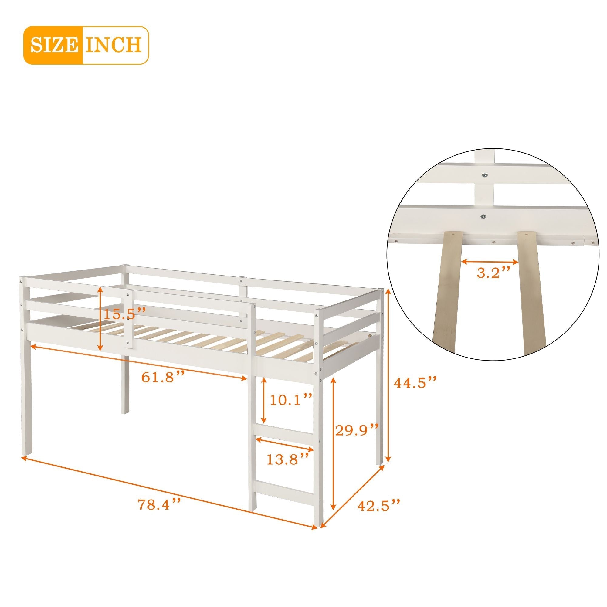 Space-Saving Twin Wood Loft Bed with Cabinet and Rolling Desk in White, Gray, Espresso | Just Better Bunk Beds