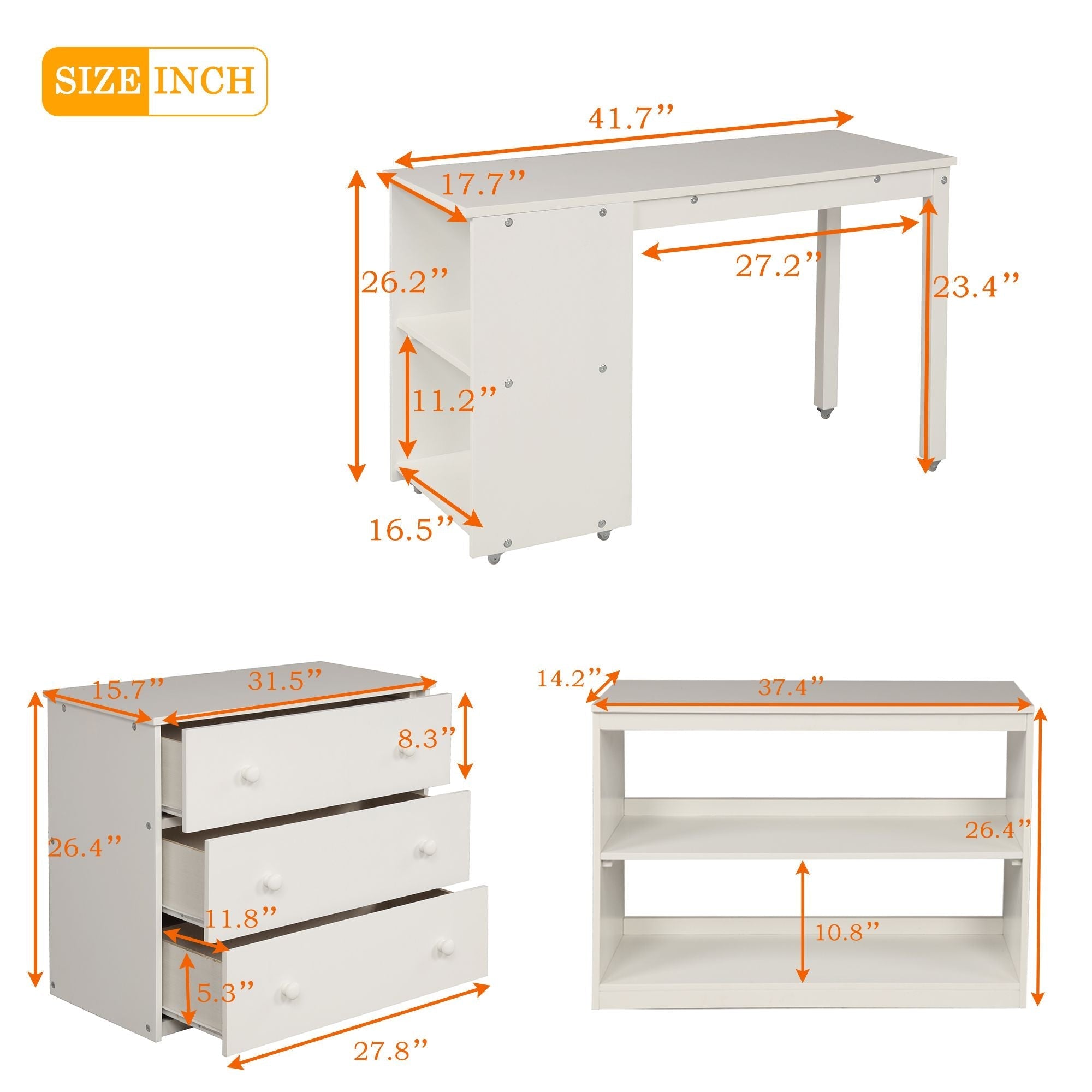 Space-Saving Twin Wood Loft Bed with Cabinet and Rolling Desk in White, Gray, Espresso | Just Better Bunk Beds