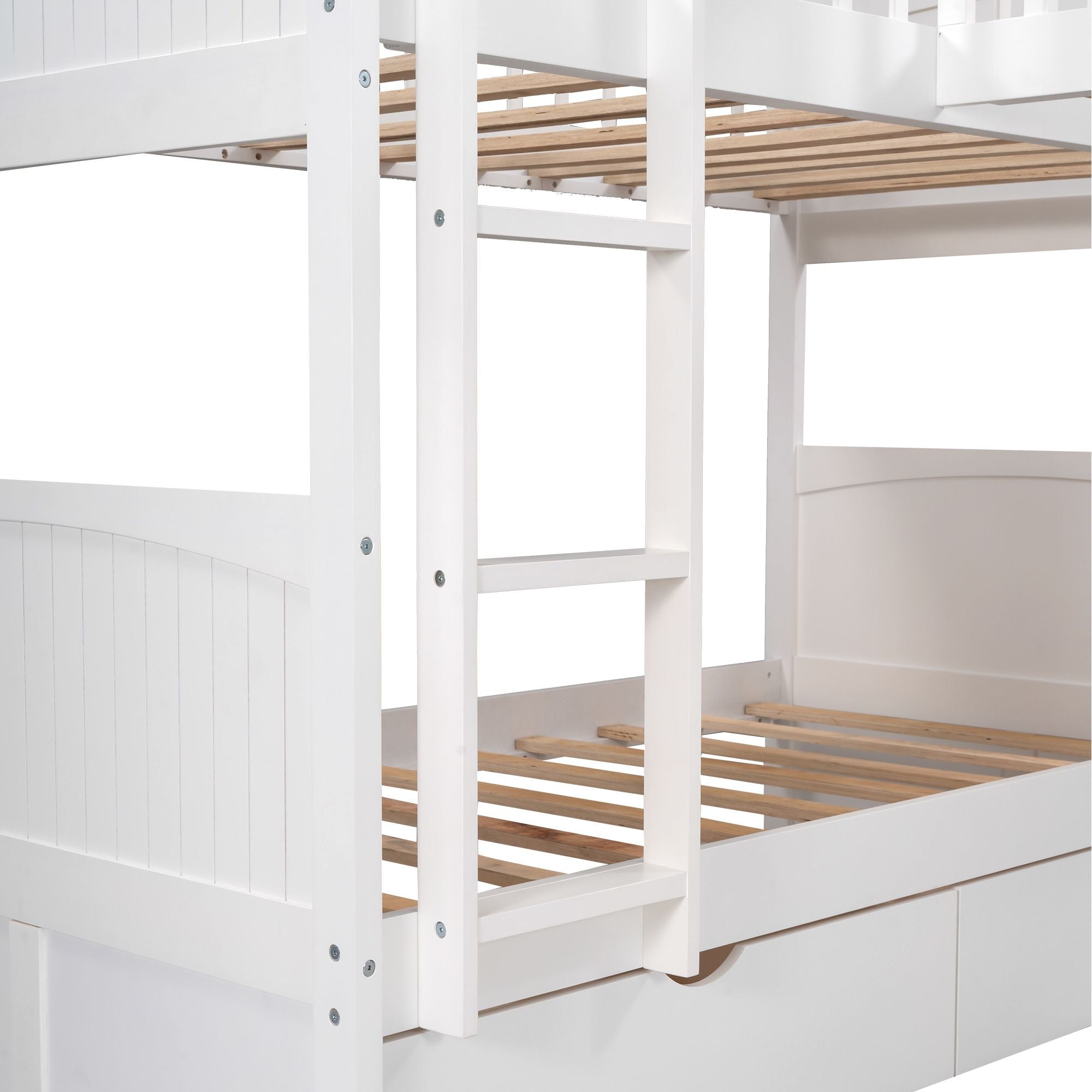 Space-Saving Twin Wood Loft Bed with Two Storage Drawers, Gray or White | Just Better Bunk Beds