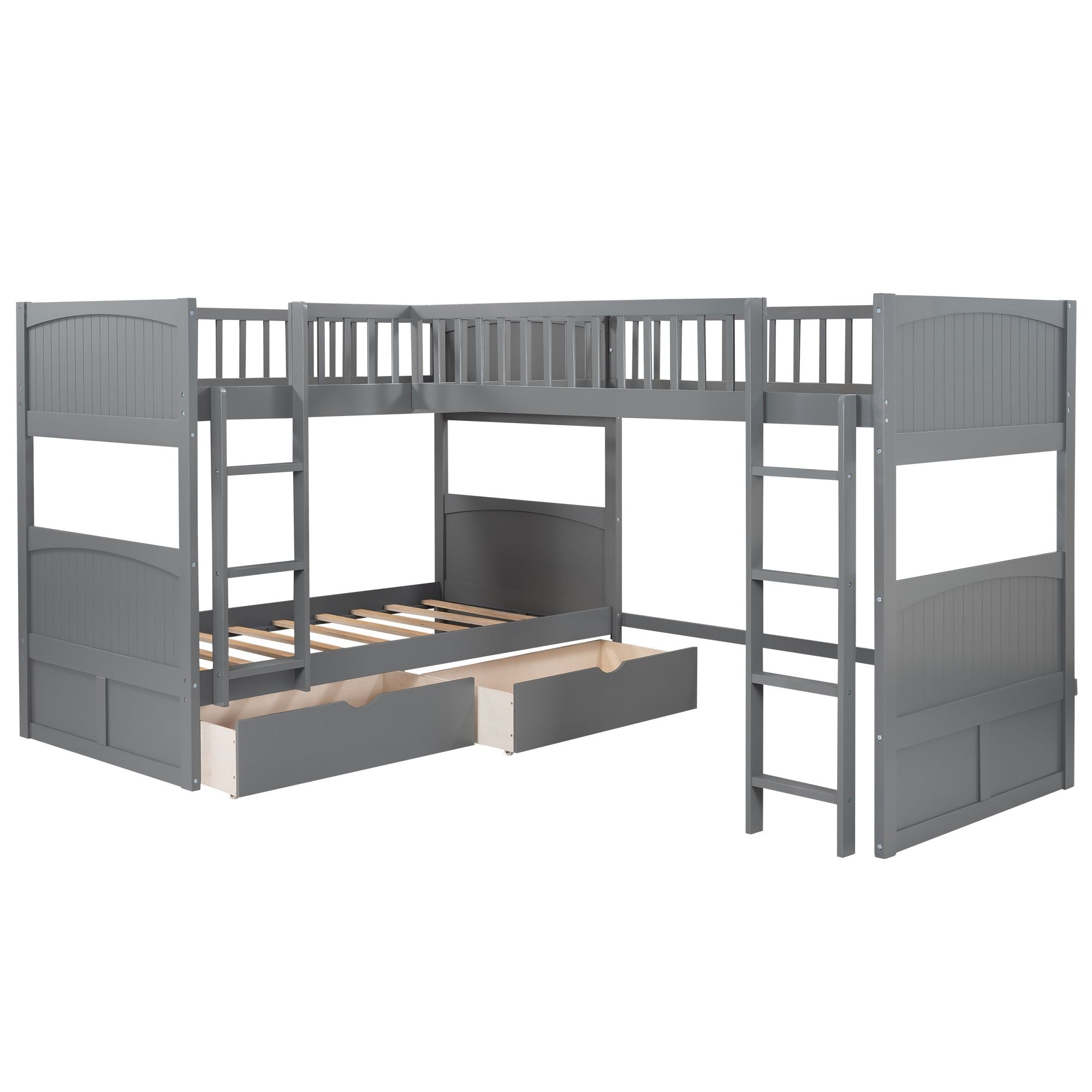 Space-Saving Twin Wood Loft Bed with Two Storage Drawers, Gray or White | Just Better Bunk Beds