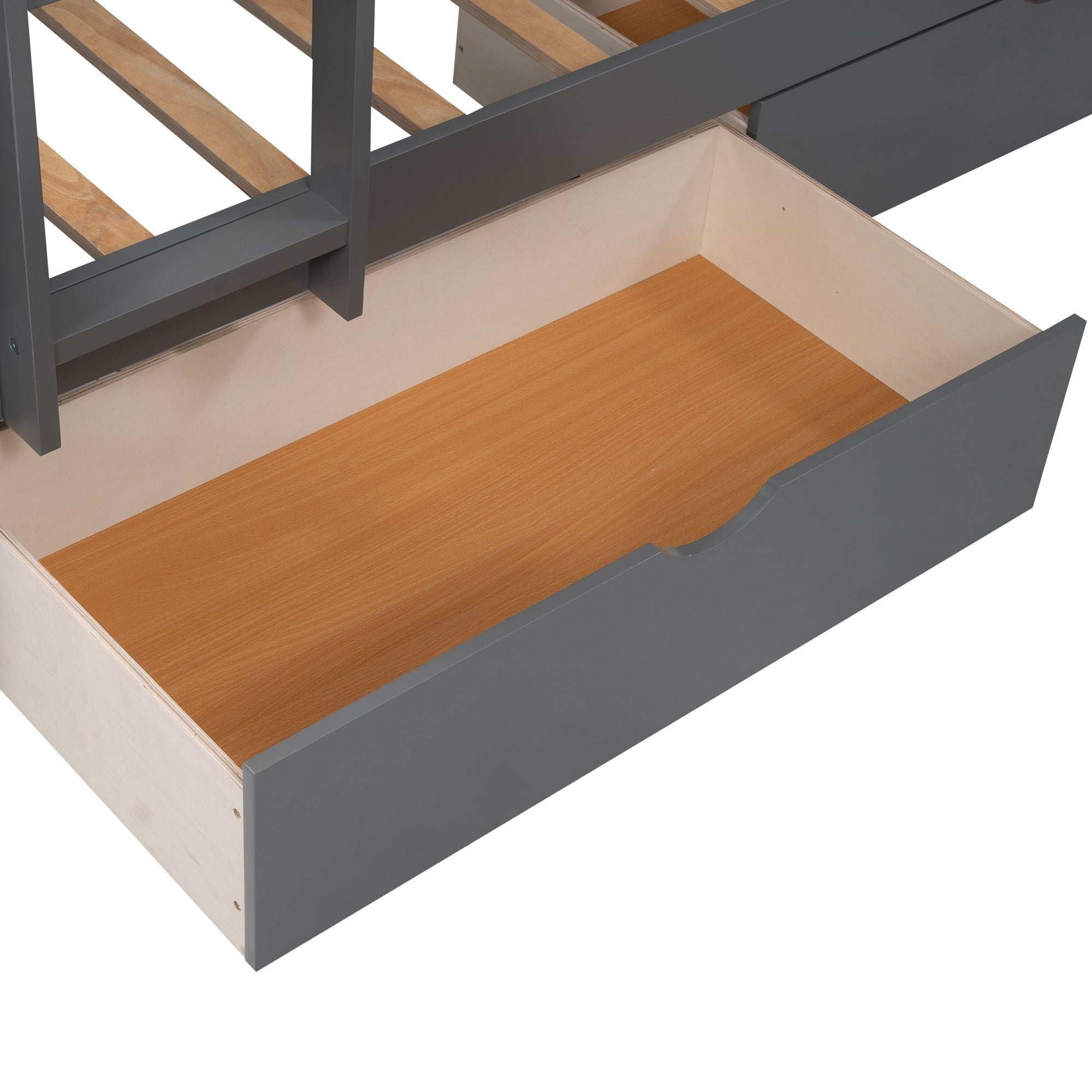 Space-Saving Twin Wood Loft Bed with Two Storage Drawers, Gray or White | Just Better Bunk Beds