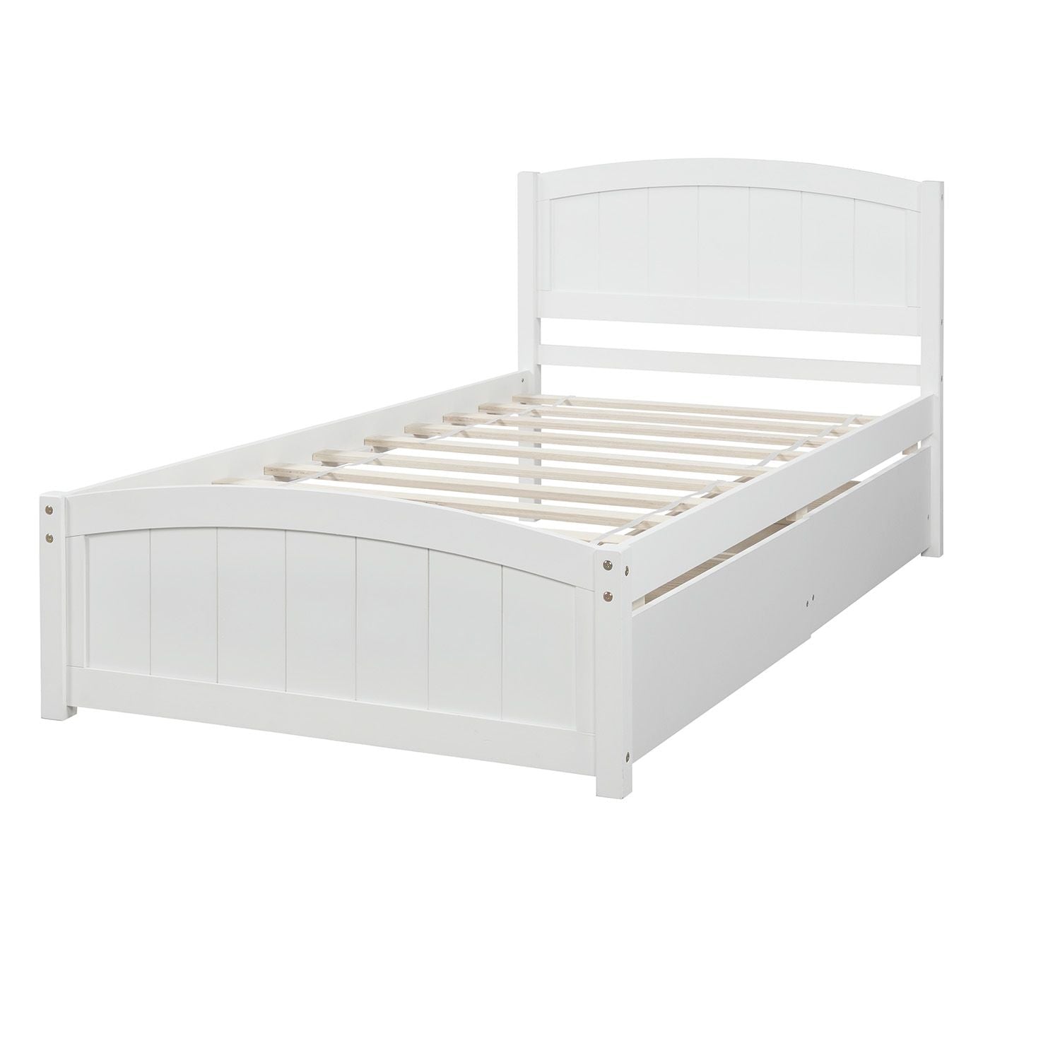 Space-Saving Twin Wood Platform Bed with Two Storage Drawers, White, Espresso, or Gray | Just Better Bunk Beds