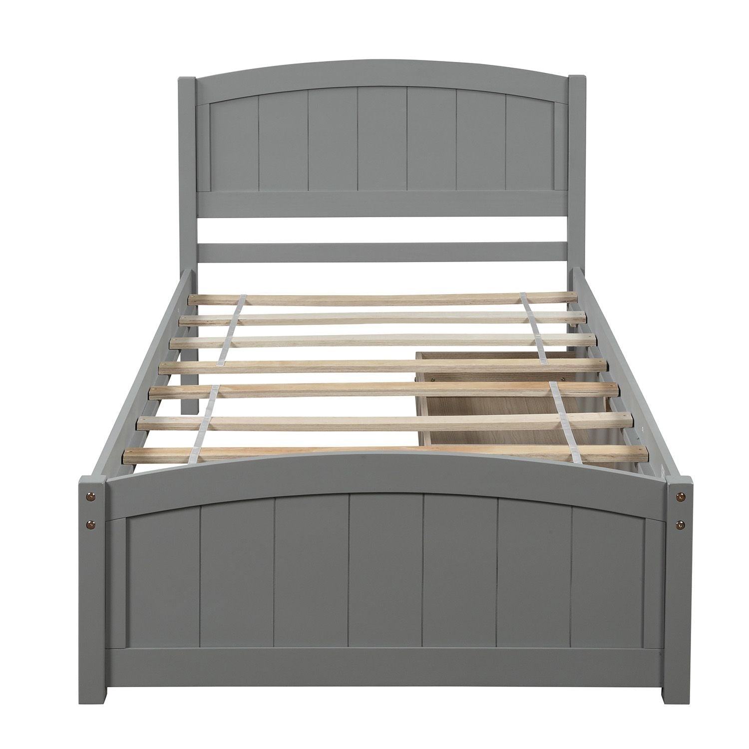 Space-Saving Twin Wood Platform Bed with Two Storage Drawers, White, Espresso, or Gray | Just Better Bunk Beds