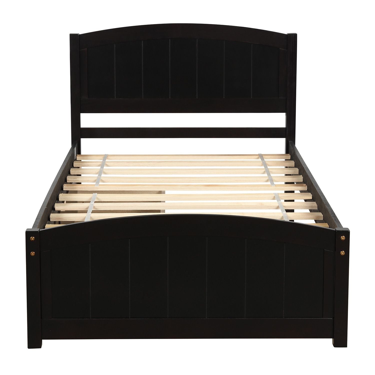 Space-Saving Twin Wood Platform Bed with Two Storage Drawers, White, Espresso, or Gray | Just Better Bunk Beds