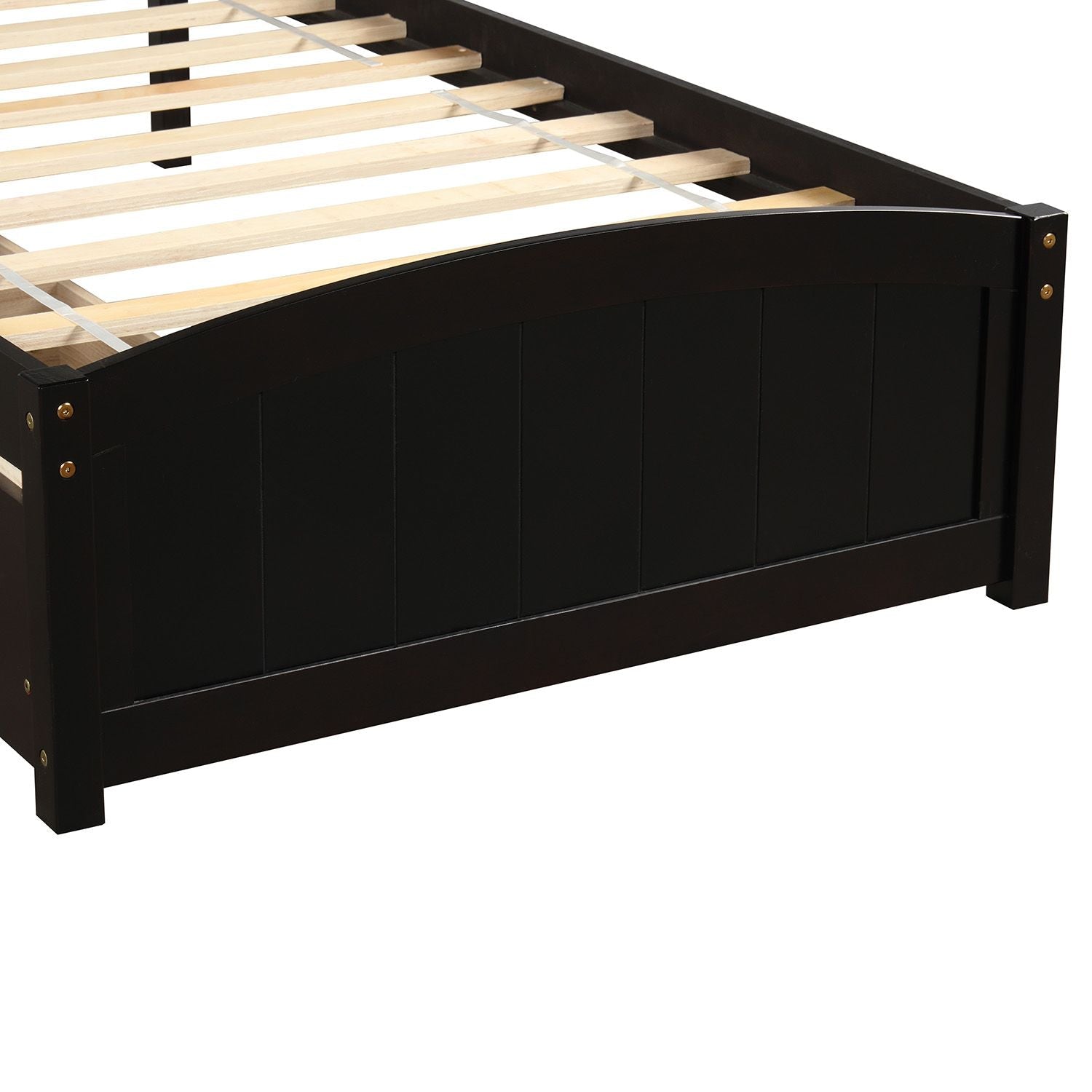 Space-Saving Twin Wood Platform Bed with Two Storage Drawers, White, Espresso, or Gray | Just Better Bunk Beds