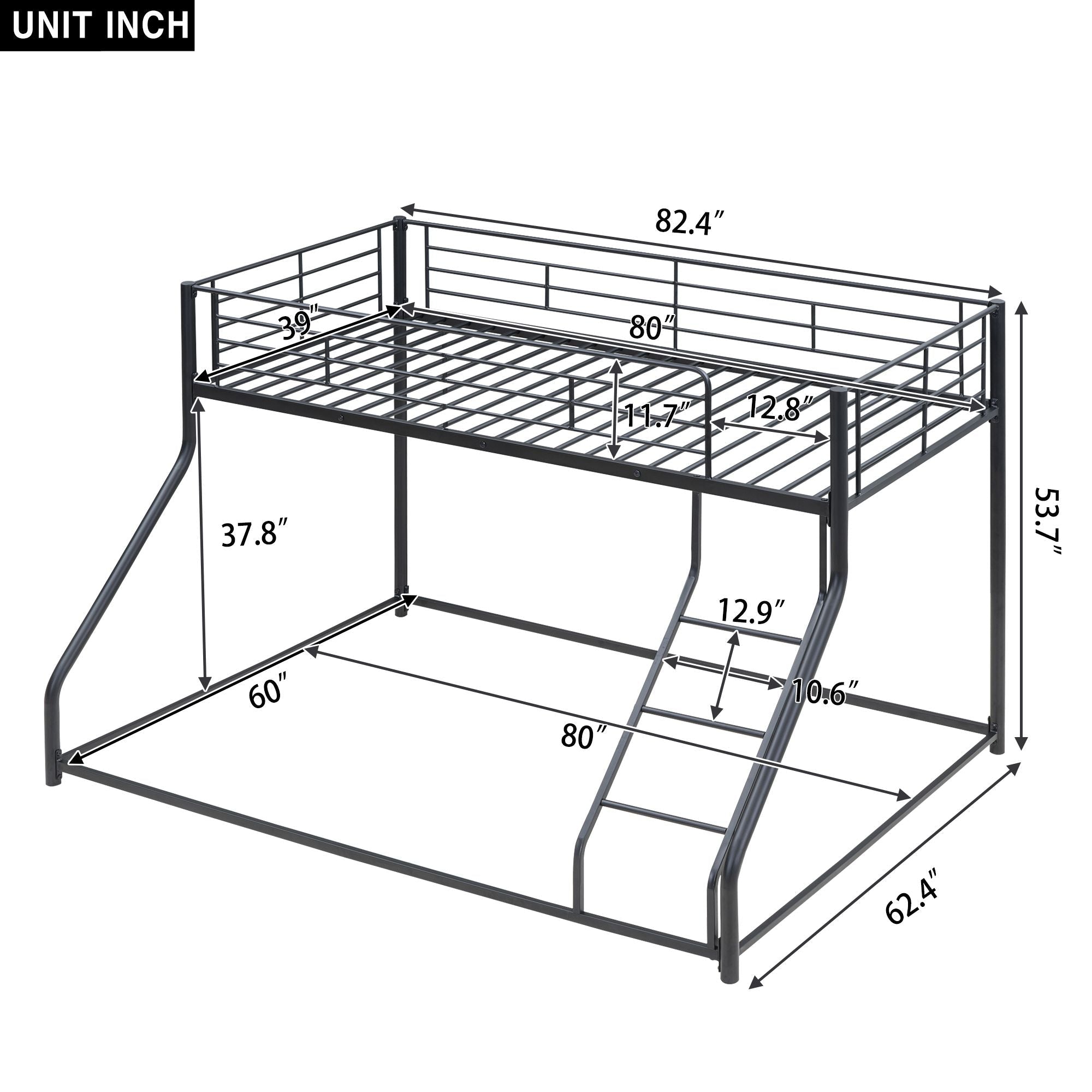 Space-Saving Twin XL over Queen Metal Bunk Bed with Black Finish for Kids and Guests | Just Better Bunk Beds
