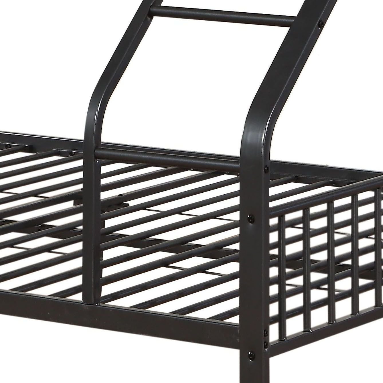 Space-Saving Twin XL Over Queen Metal Bunk Bed with Built-In Ladder, Gunmetal | Just Better Bunk Beds