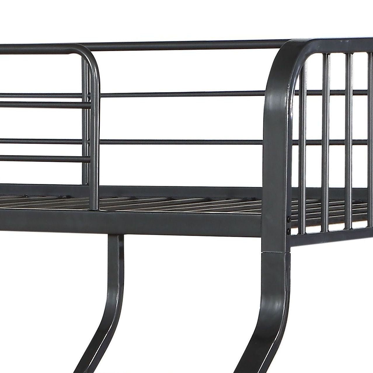 Space-Saving Twin XL Over Queen Metal Bunk Bed with Built-In Ladder, Gunmetal | Just Better Bunk Beds