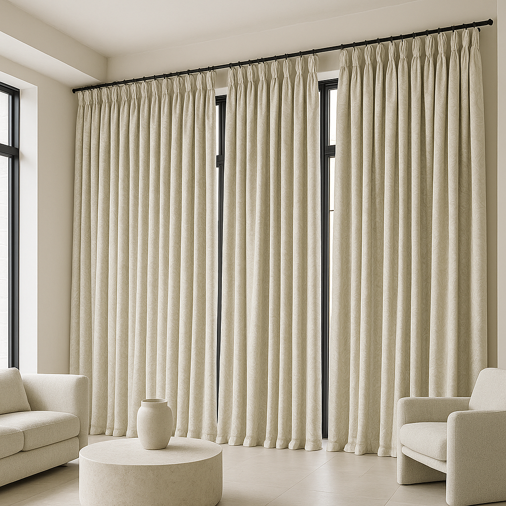 Pure Linen Floral Jacquard Curtains – Made-to-Measure Blackout or Cotton Lined – 8 Colours-1