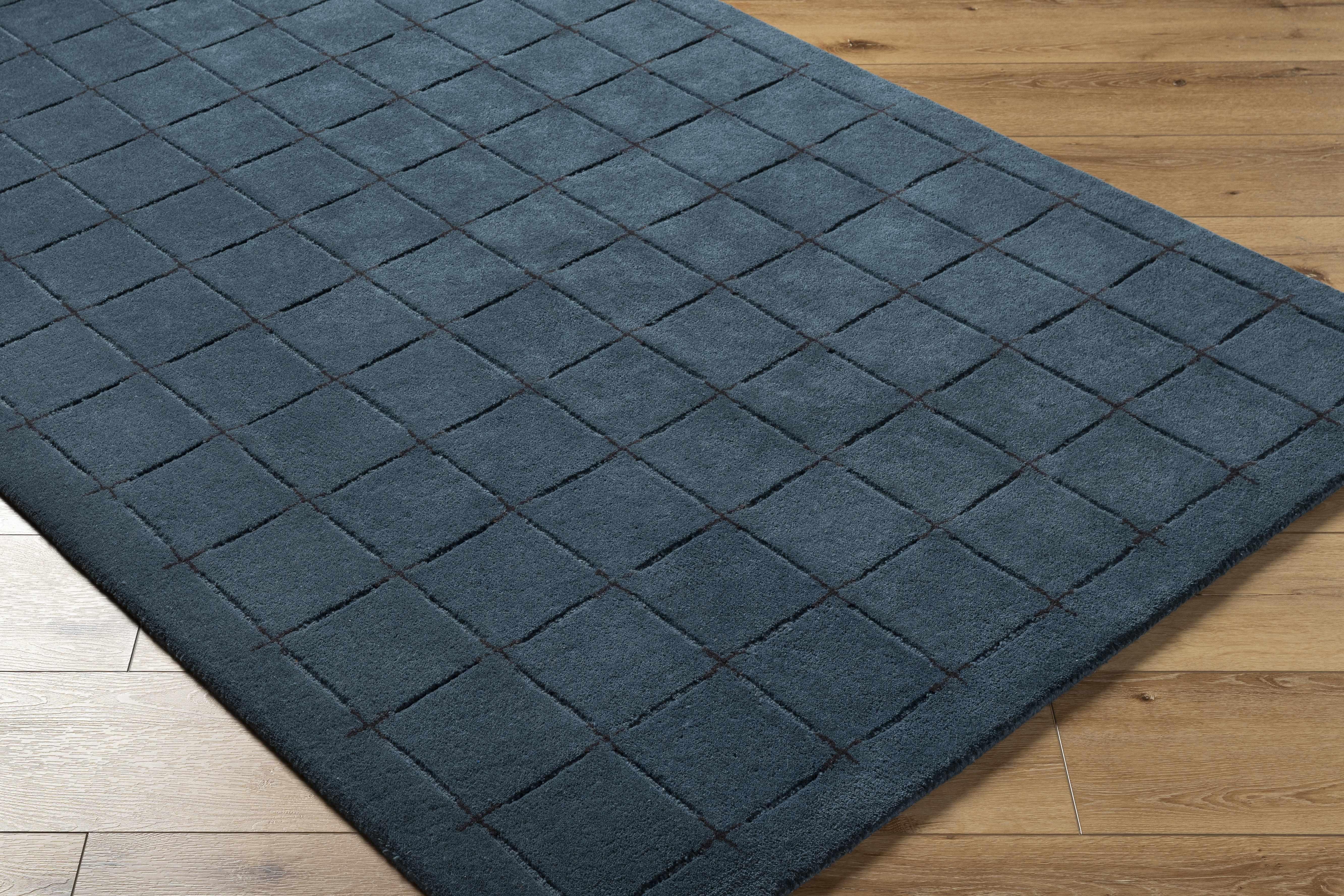 Sanvi Navy Wool Area Rug - PRHOMZ