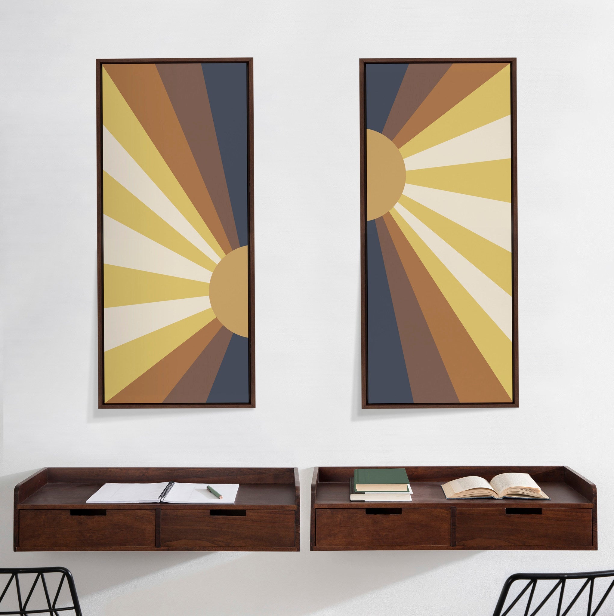 Sylvie Retro Sunset Framed Canvas by The Creative Bunch Studio