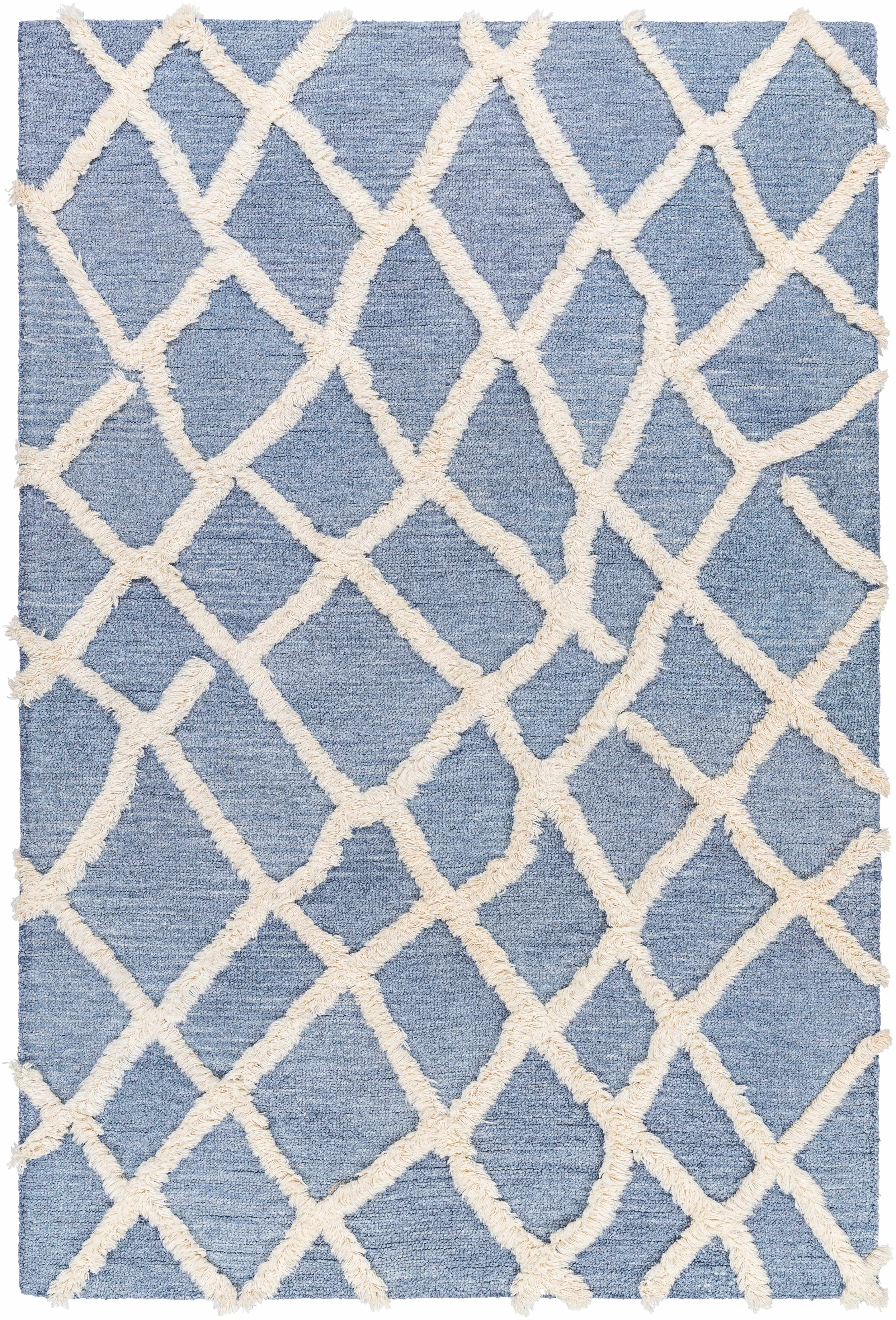 Adica Blue Wool Area Rug - Clearance-0