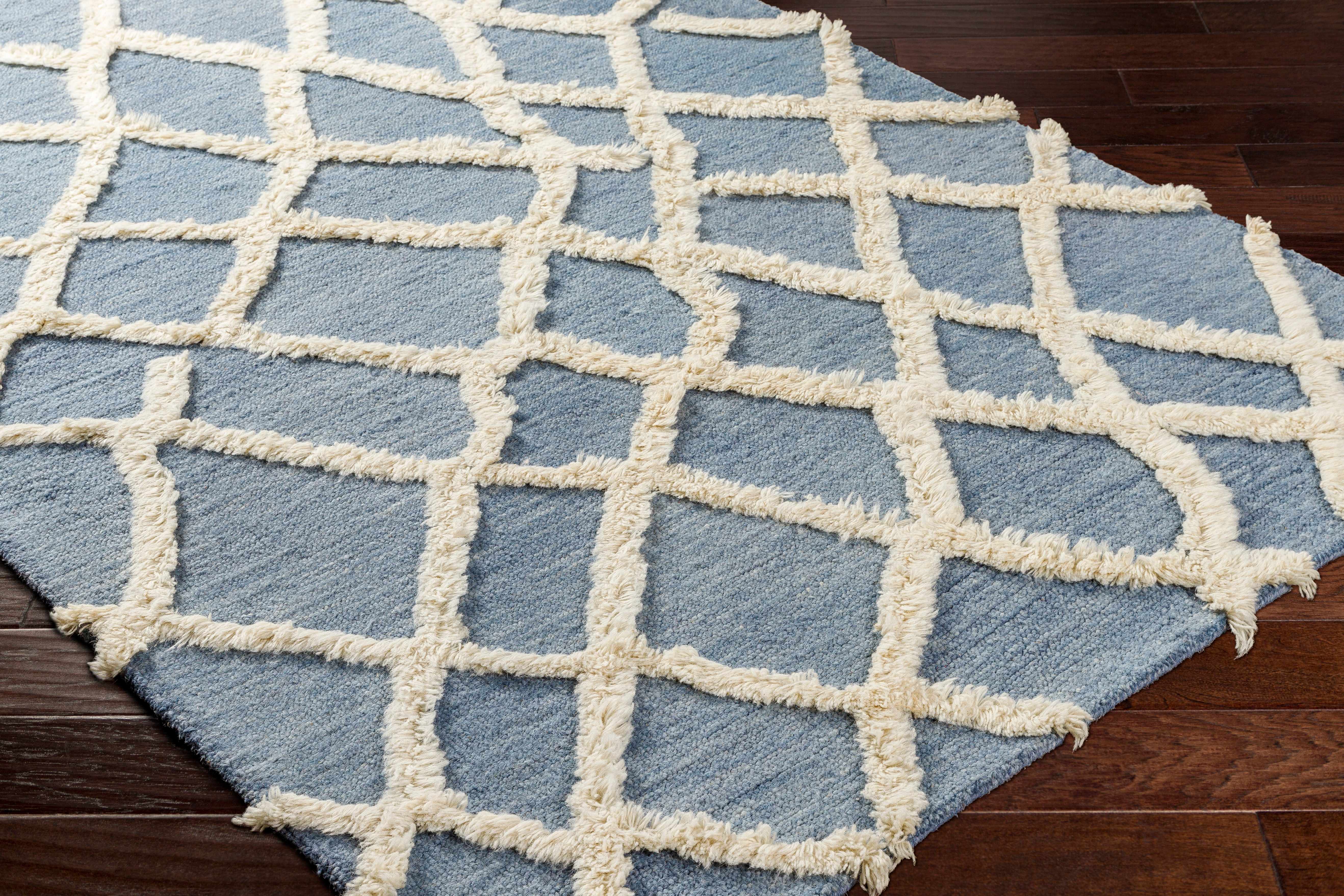 Adica Blue Wool Area Rug - Clearance-1
