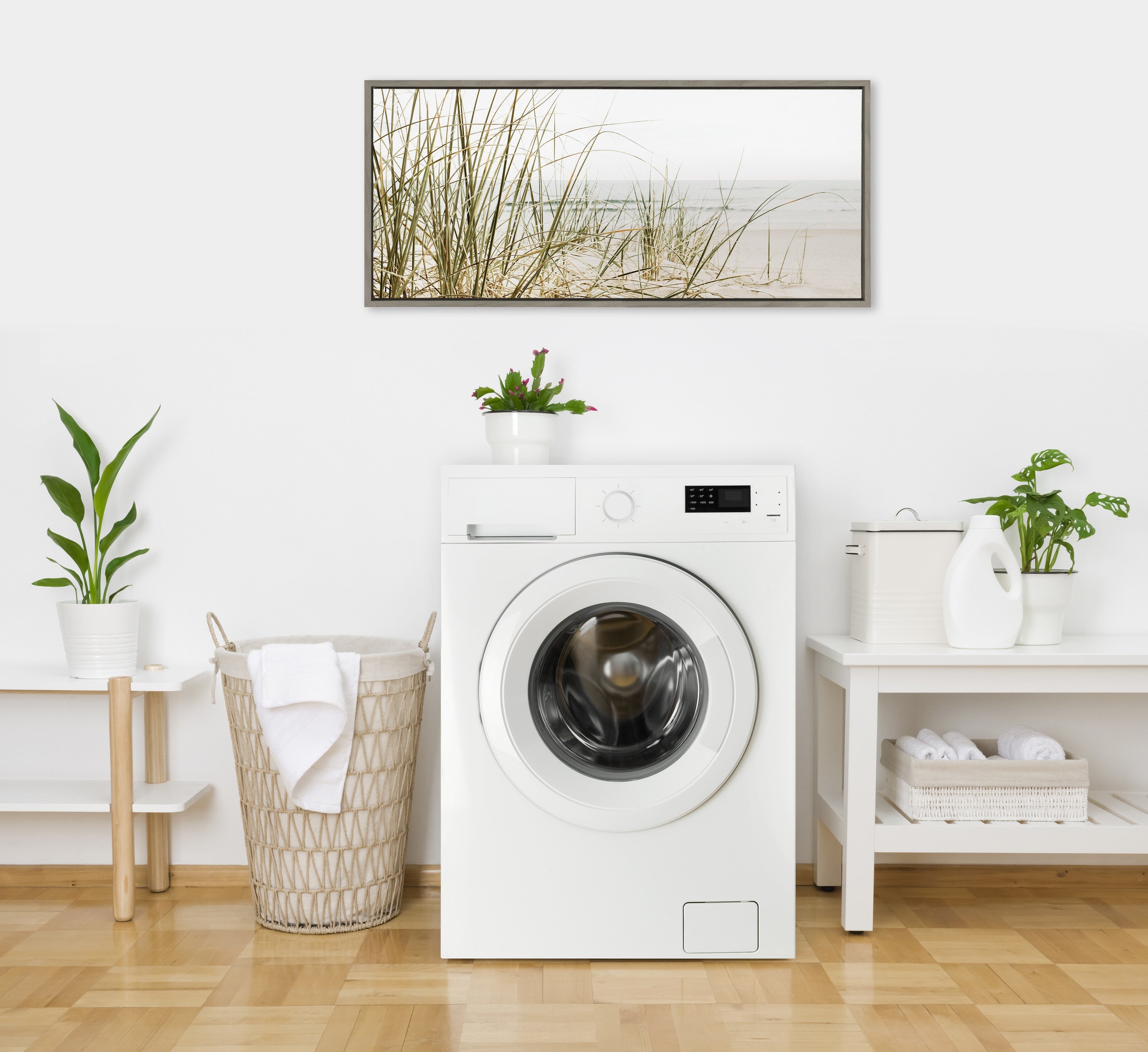 Sylvie Calming Beach Grass Framed Canvas by The Creative Bunch Studio