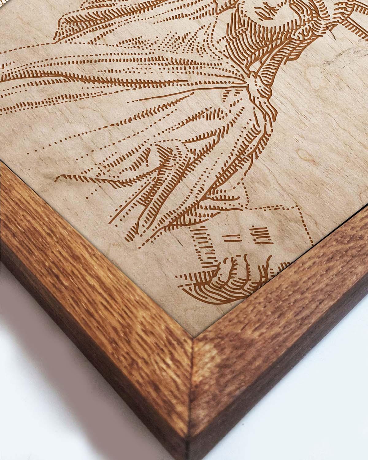 Wooden picture of Statue of Liberty, in an oak frame - PRHOMZ
