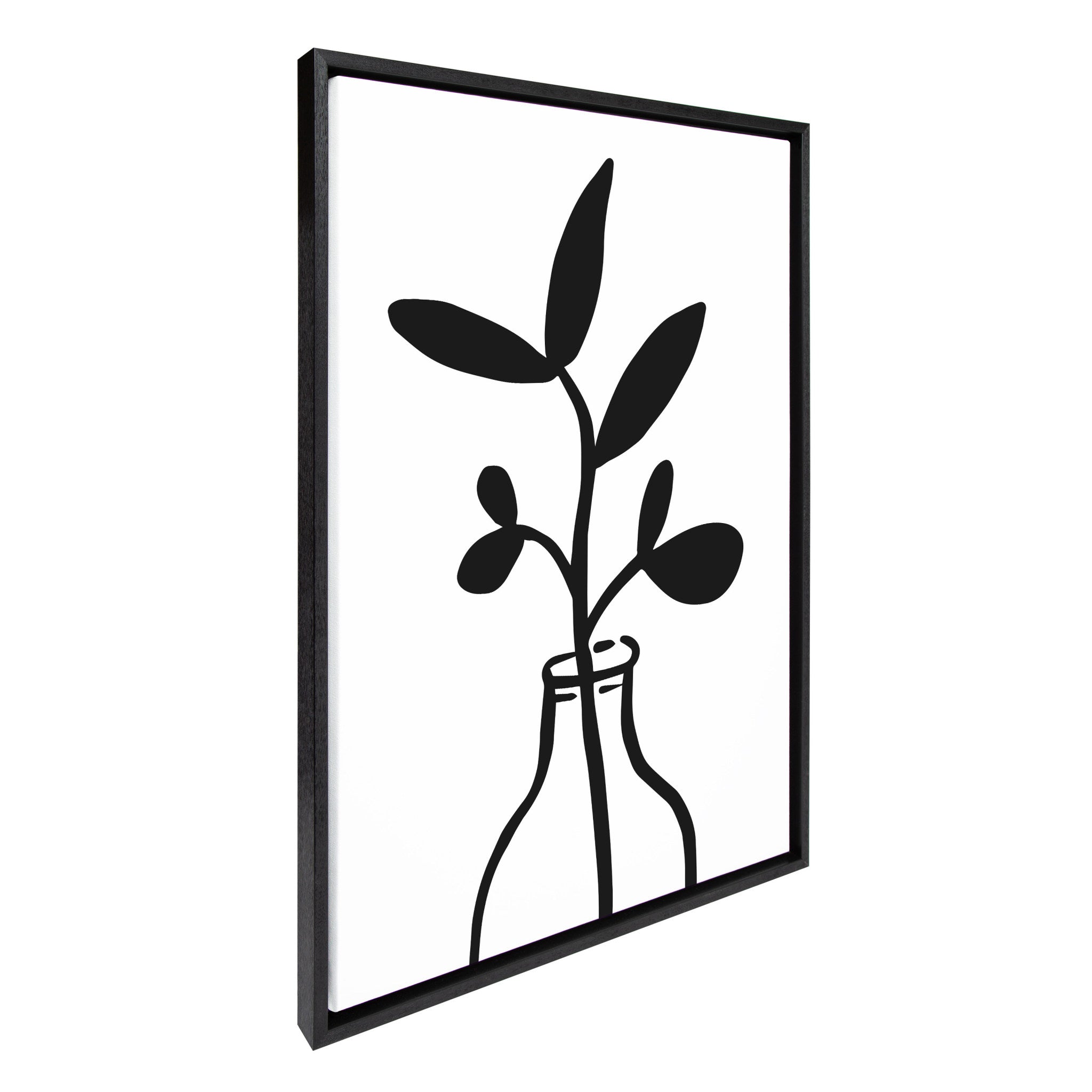 Sylvie Modern Botanical Vase 3 Framed Canvas by The Creative Bunch Studio