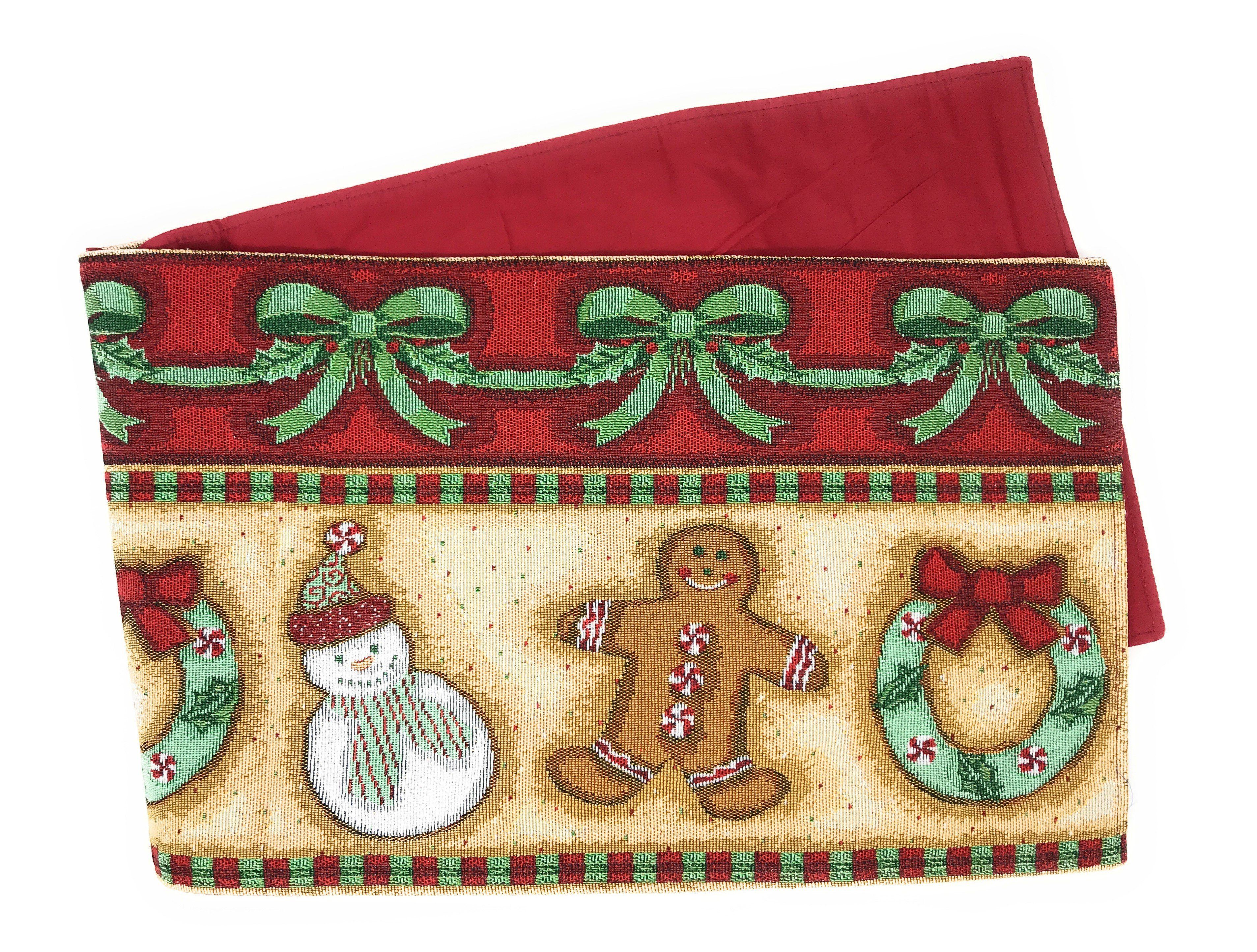 DaDa Bedding Gingerbread Snowman Holiday Woven Tapestry Dining Table Runner (12917)