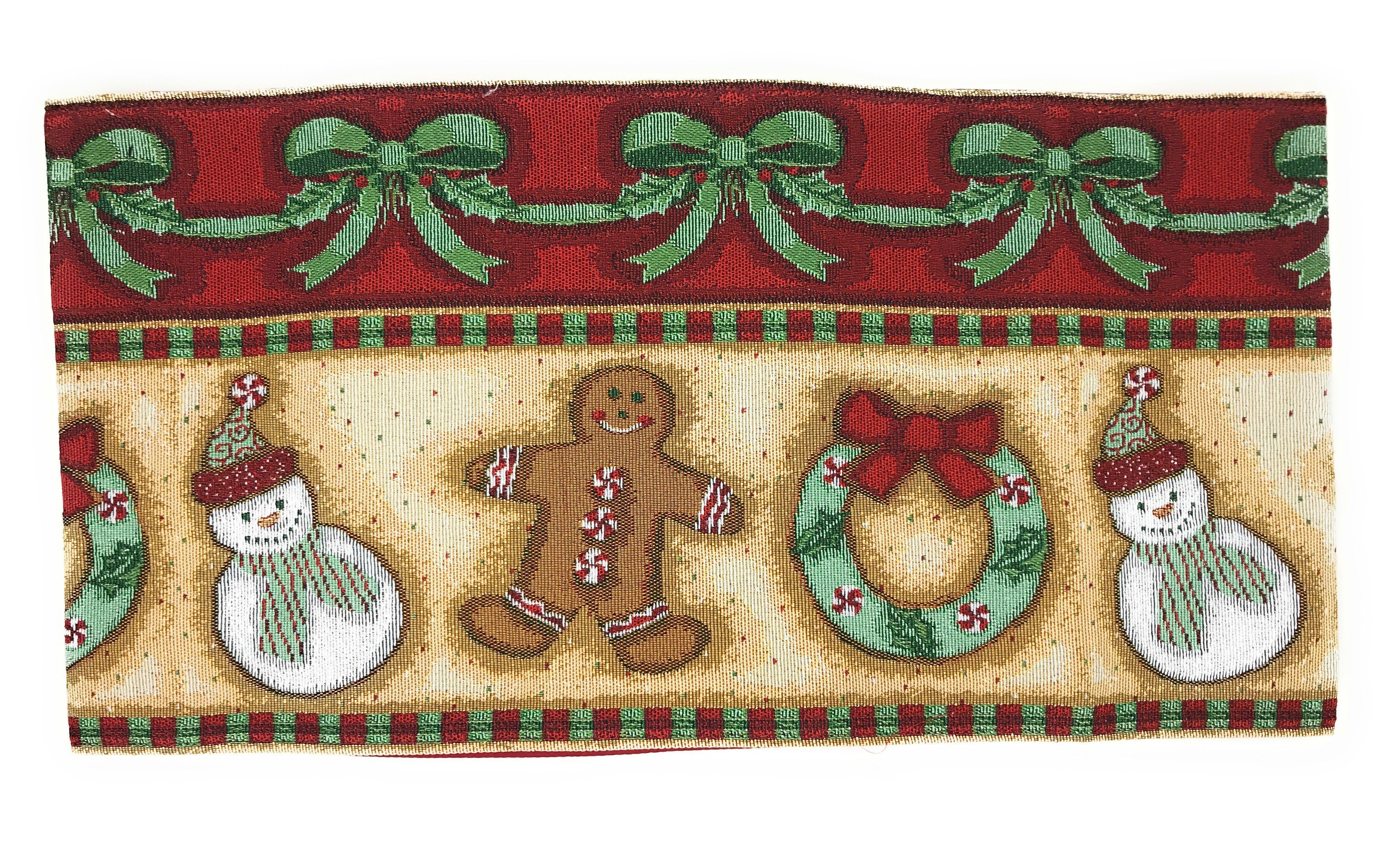 DaDa Bedding Gingerbread Snowman Holiday Woven Tapestry Dining Table Runner (12917)